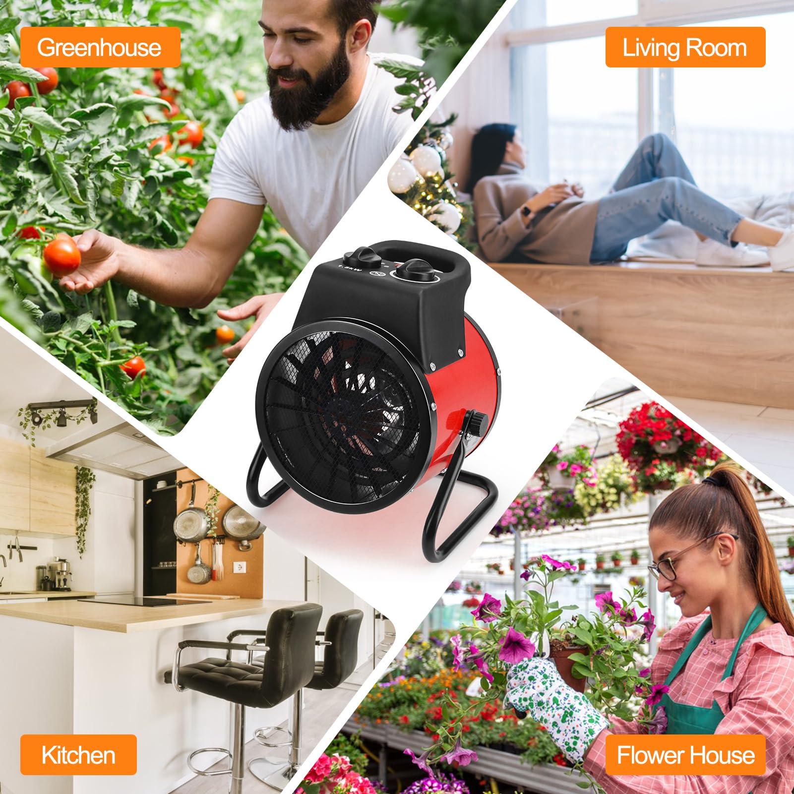 Digital Thermostat Greenhouse Heater - 1500W Fast Heating Grow Tent Heater with Overheat Protection, Perfect for Greenhouses, Garages, Flower Rooms & Outdoor Patios - Ideal for Winter Plant Growth & Space Heating