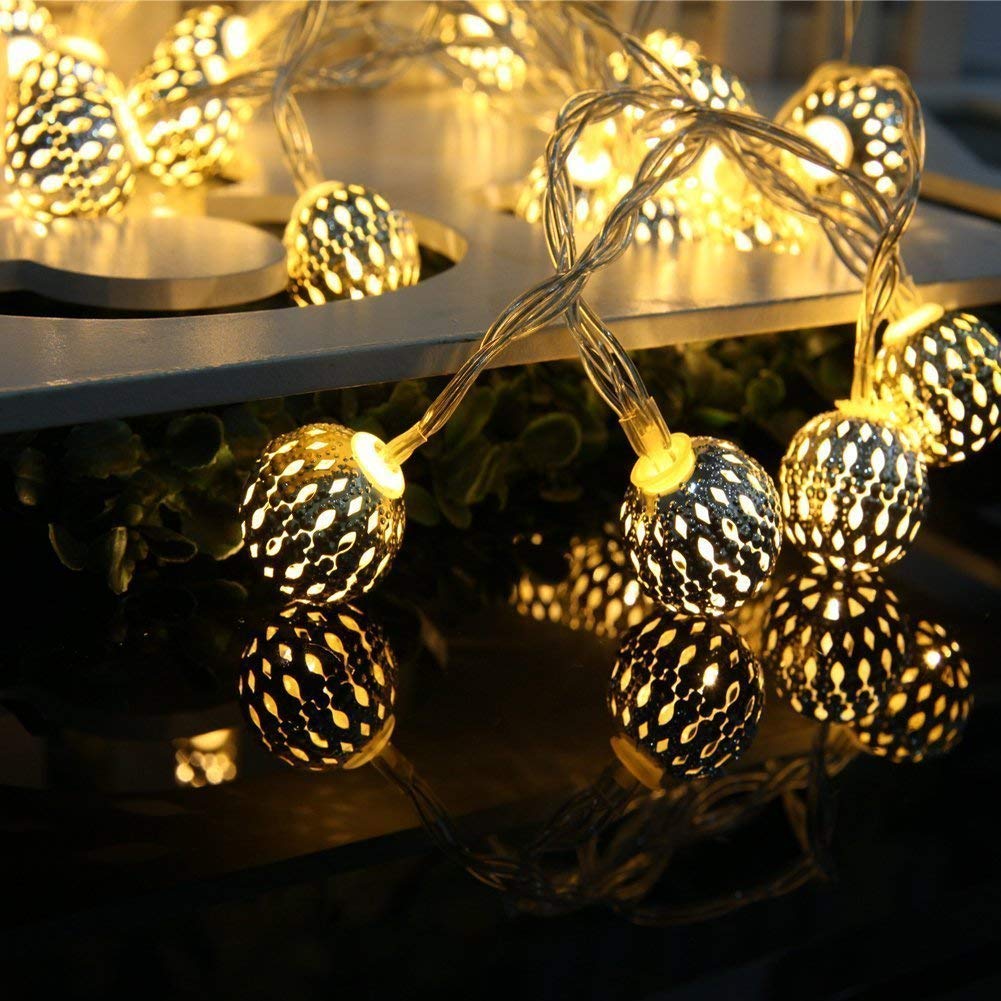 Rose Gold Geometric LED Fairy Lights - 20 LEDs, Battery Powered for Bedroom & Wedding Decor