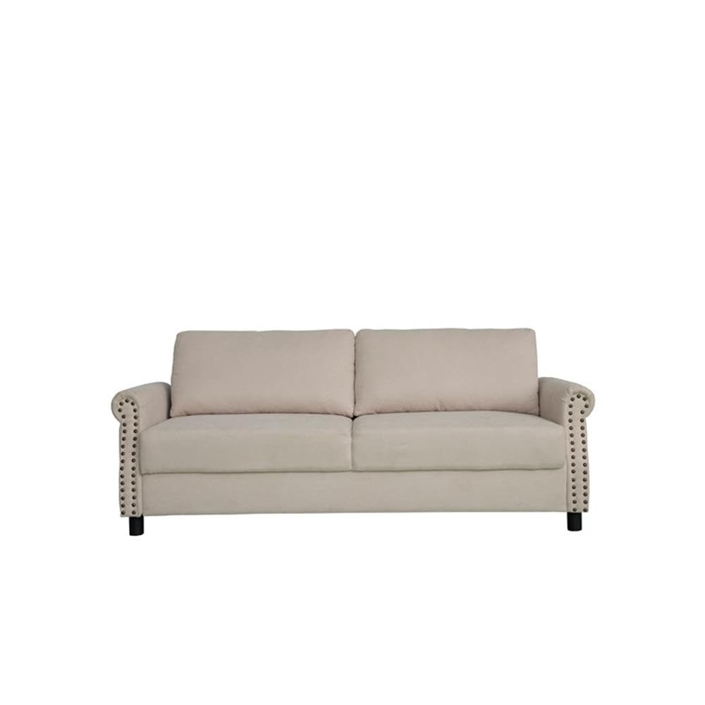 Premium Microfiber Storage Ottoman for Living Room - Beige Sofa Organizer with Hidden Compartment | Perfect for Small Space Organization & Extra Seating