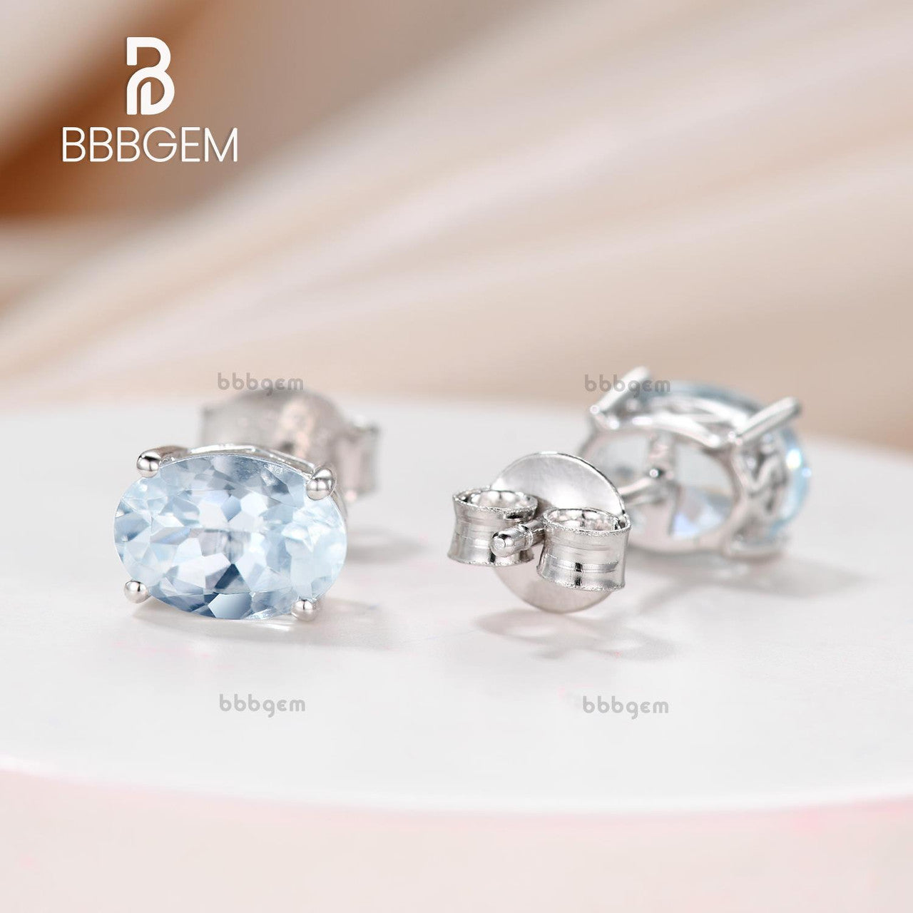1.30 Carat Oval Cut Aquamarine Stud Earrings in Sterling Silver - March Birthstone Jewelry for Women - Perfect for Weddings, Anniversaries & Everyday Wear