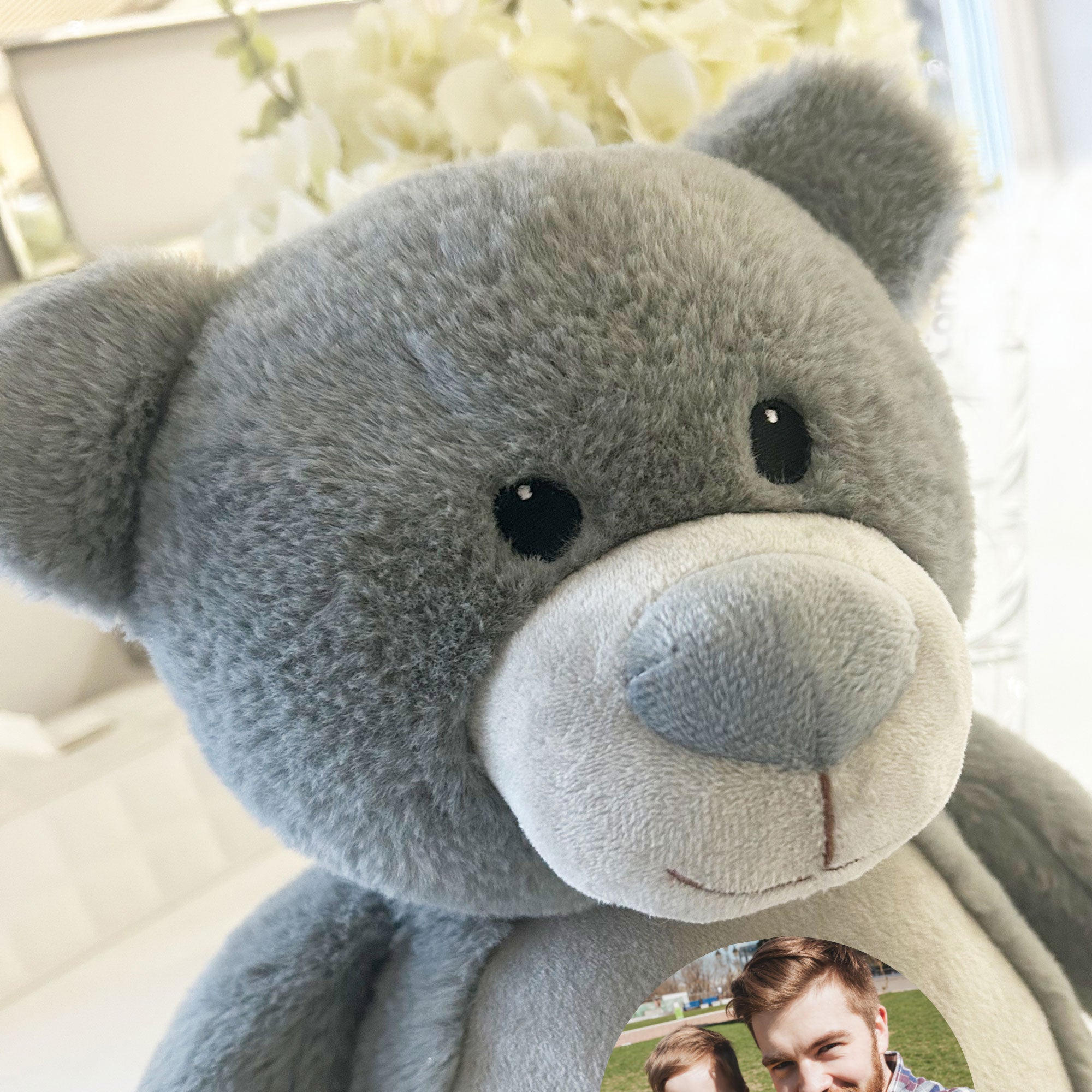 Personalized Photo Ashes Keepsake Memory Bear - Grey Plush Teddy for Memorial Gifts, Sympathy Comfort & Remembrance of Loved Ones | Perfect for Funerals, Memorial Services & Healing Process