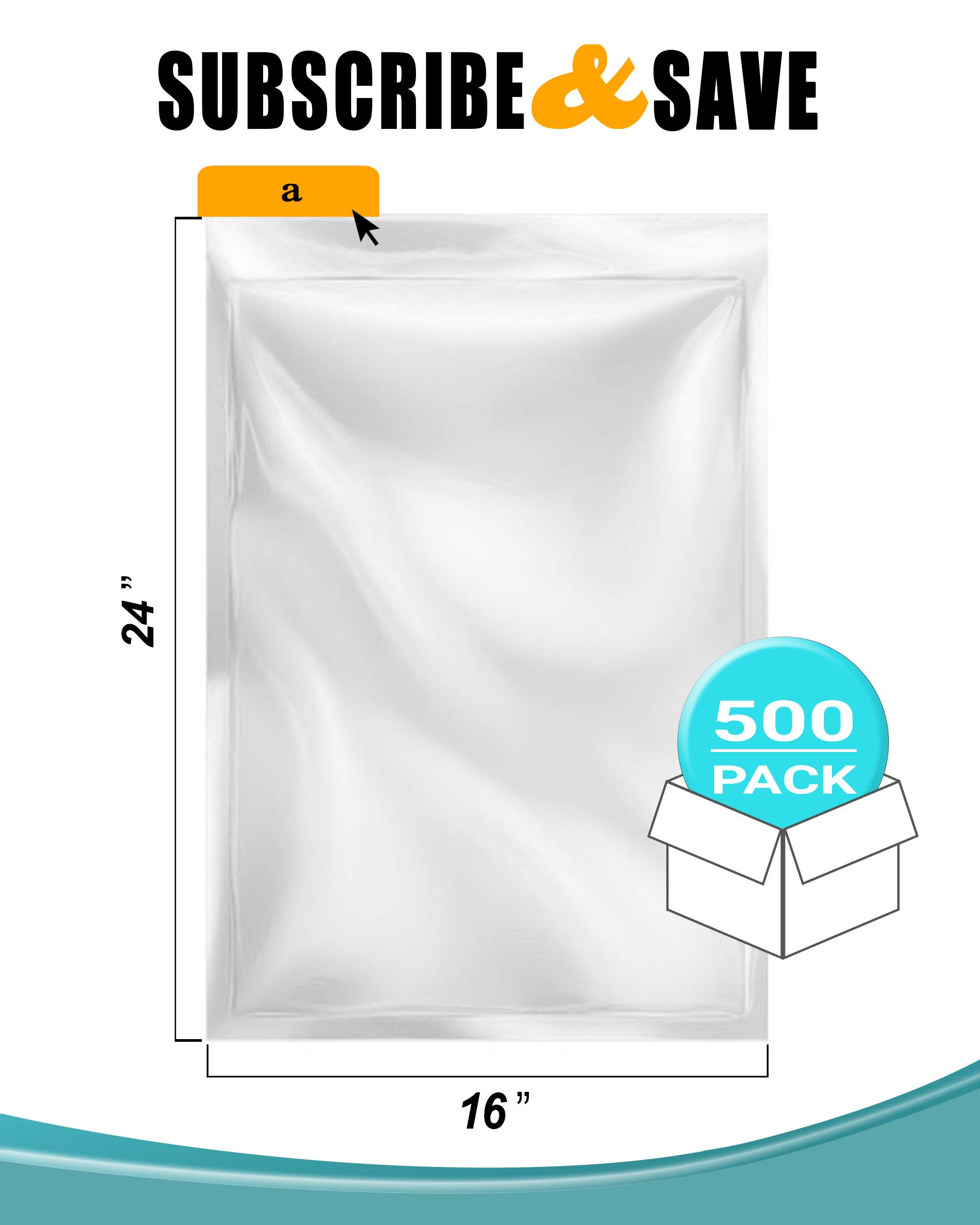 APQ 500 Pack Clear 16x22 Laminated Vacuum Pouches - 3 Mil Thick Poly-Nylon Food Storage Bags for Vacuum Sealing | Ideal for Food Preservation, Meal Prep & Industrial Packaging