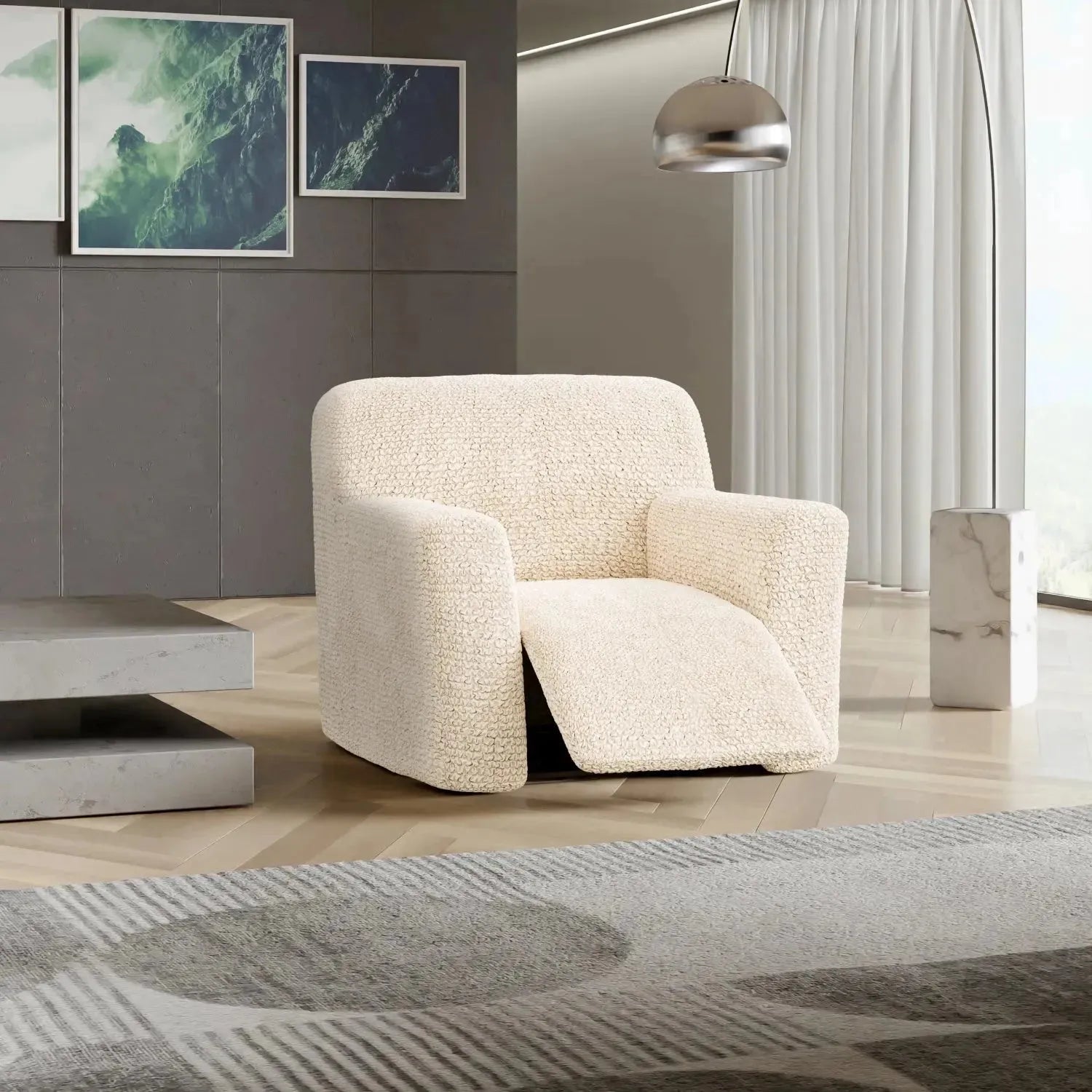 Microfiber Reclining Armchair Slipcover - Stretchable Furniture Protector for Living Room, Bedroom & Home Theater - Easy Wash Sofa Cover for Comfort & Style