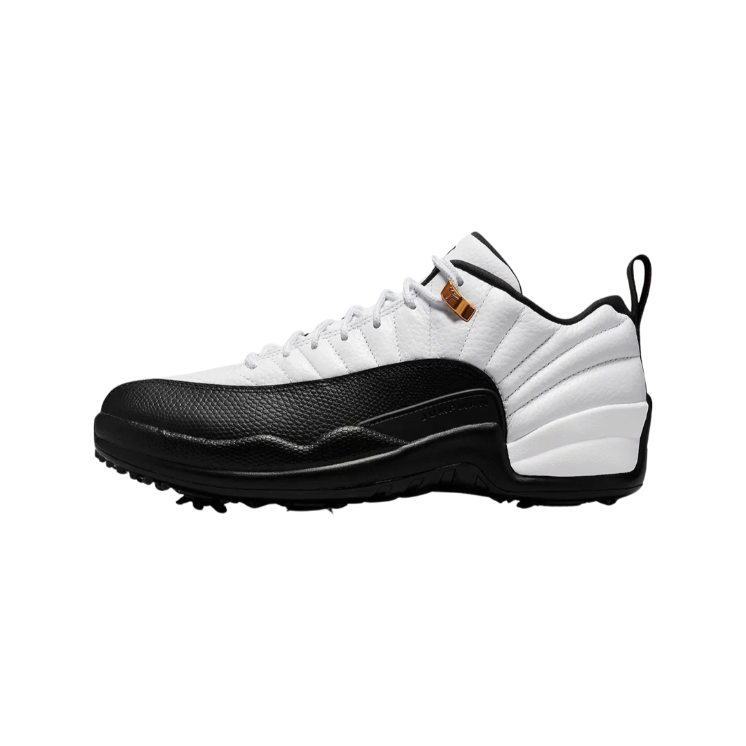 Air Jordan 12 Retro Low Golf Shoes - Men's White & Black Taxi Colorway - Perfect for Golf Course & Casual Streetwear
