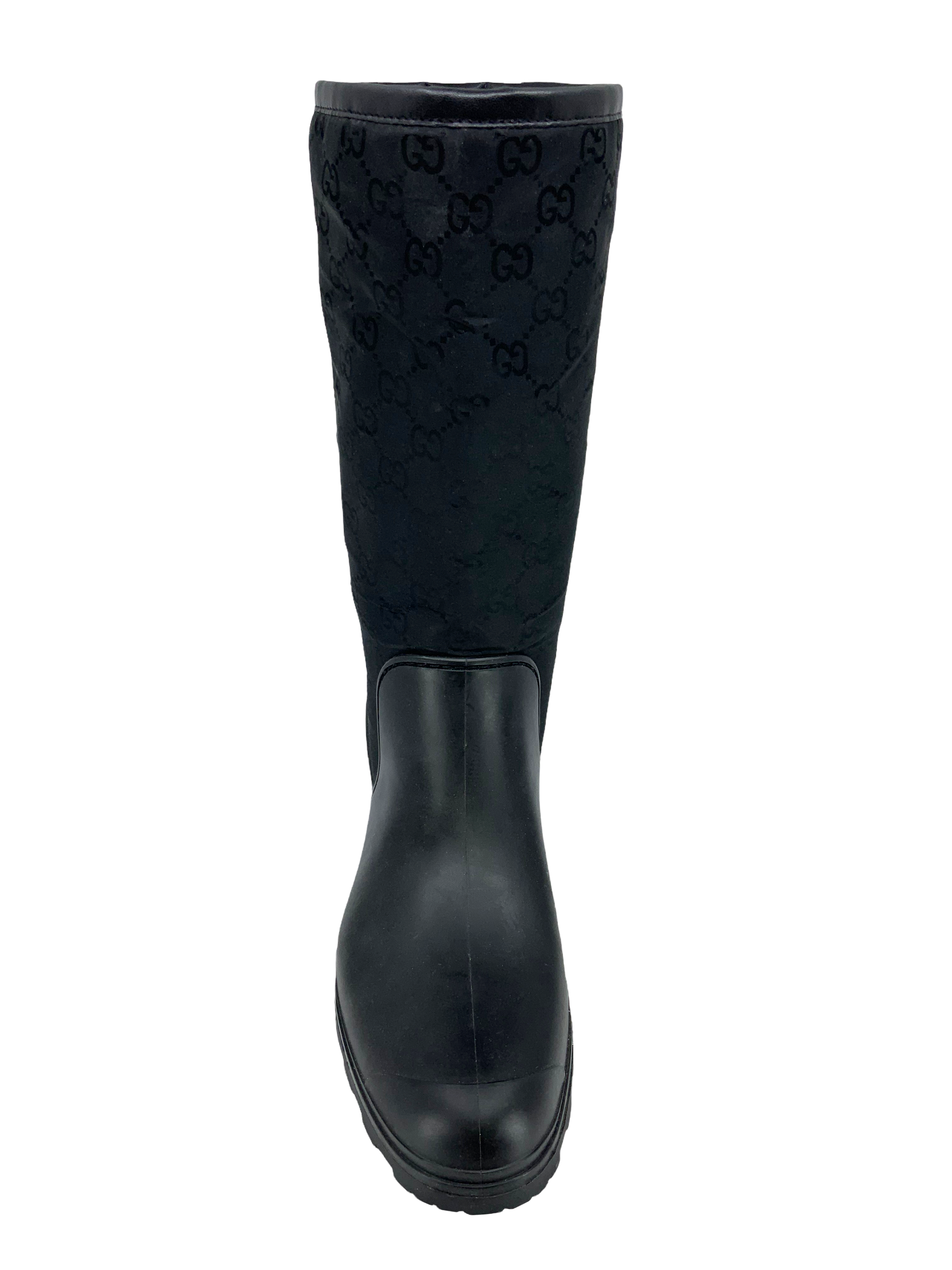Gucci Prato GG Monogram Rain Boots for Women - Waterproof Chelsea Boots Size 9 - Perfect for Rainy Days, Outdoor Adventures & Fashionable Street Style