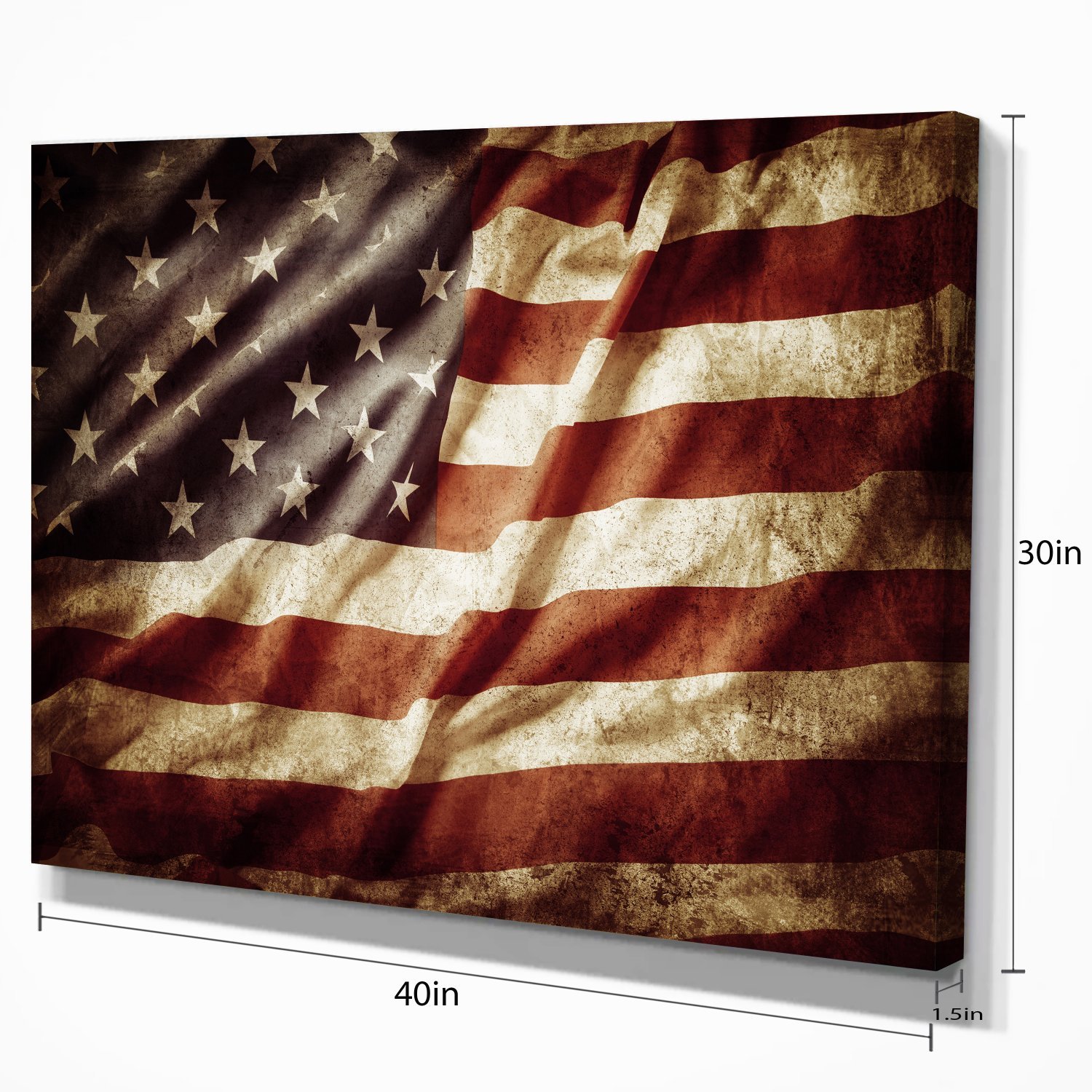 American Flag Contemporary Canvas Art Print - Patriotic Wall Decor for Home, Office & Gifts | USA Flag Painting for Living Room, Bedroom & Office Spaces
