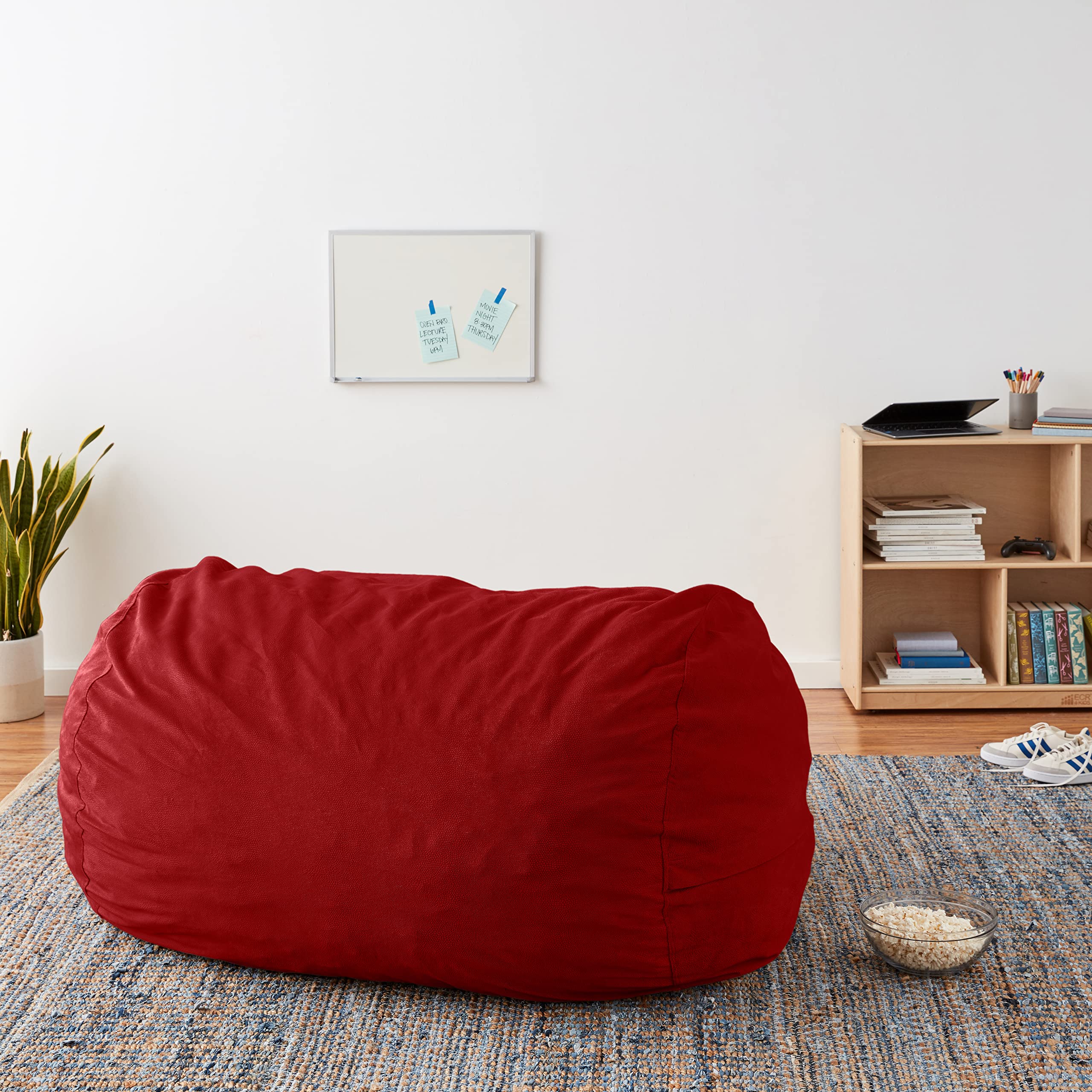 6-Foot Red Pebble Chill Sack Bean Bag Chair Cover - Ultra Soft & Durable for Living Room, Game Room, or Dorm Relaxation