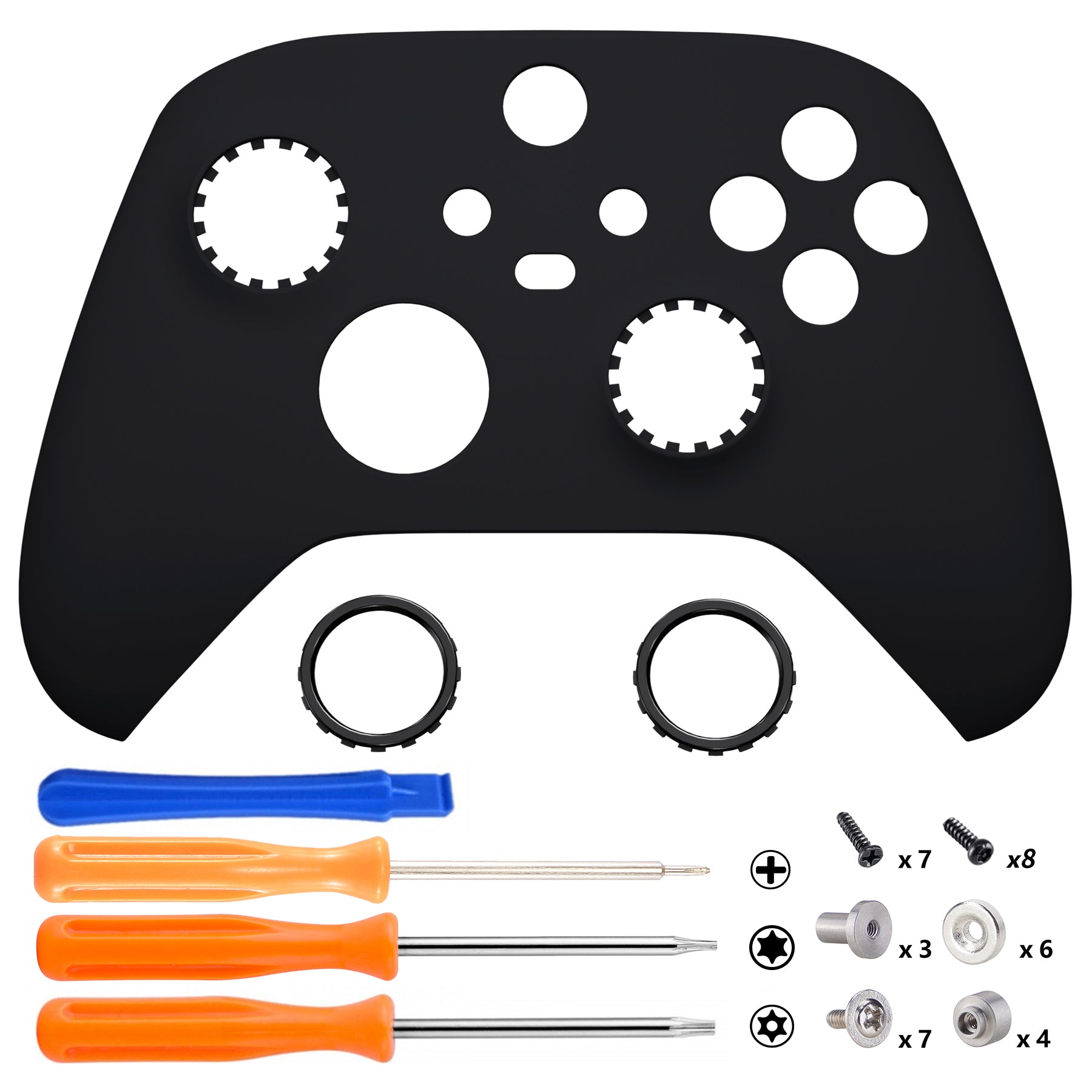 eXtremeRate Black Magnetic Replacement Front Housing Shell for Xbox Series X & S Controller - DIY Faceplate Cover with Accent Rings for Xbox Core Controller Model 1914 (Controller Not Included) - Perfect for Gaming, Customization & Controller Protection