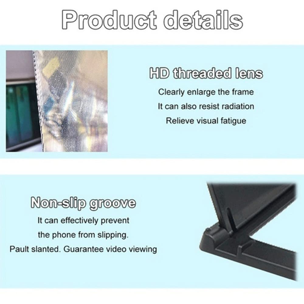 12 Inch Curved Screen Phone Amplifier - HD 3D Video Magnifier with Foldable Stand | Mobile Screen Enhancer for Movies, Gaming & Reading (Compatible with Most Smartphones)