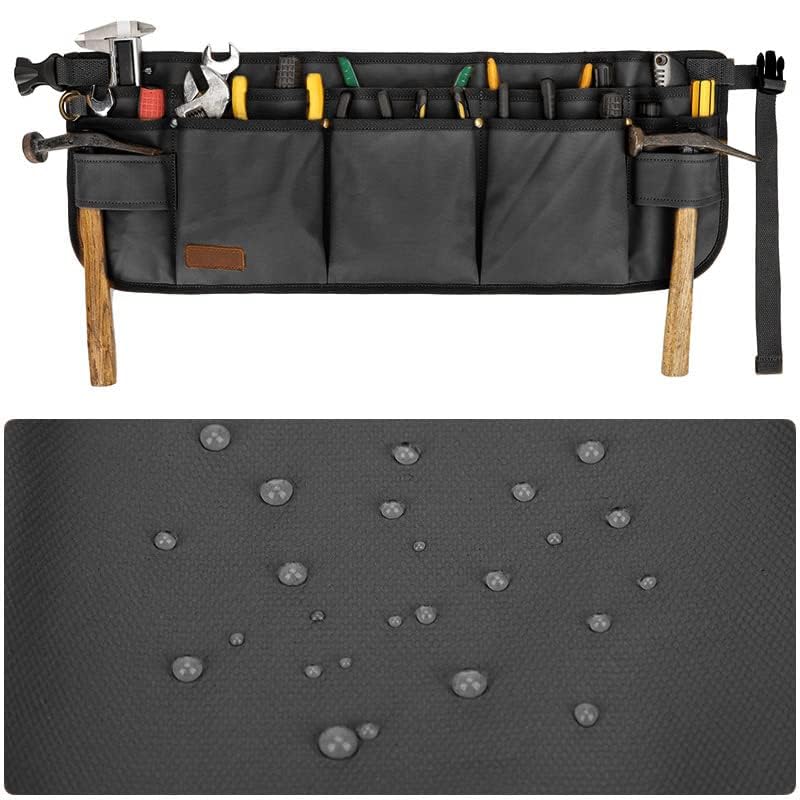 Men's Heavy Duty Tool Belt Pouch - 13 Pocket Adjustable Utility Belt for Electricians, Carpenters, Mechanics & Gardeners - Durable Canvas Waist Tool Bag for Construction, DIY & Home Improvement Projects