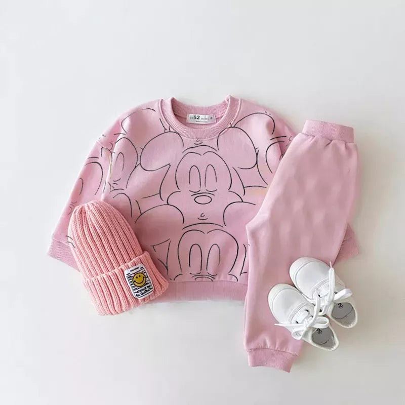 Stylish Cartoon Print Baby Tracksuit Set - Summer Short Sleeve T-Shirt & Shorts Outfit for Boys & Girls | Playtime, Daycare & Casual Wear