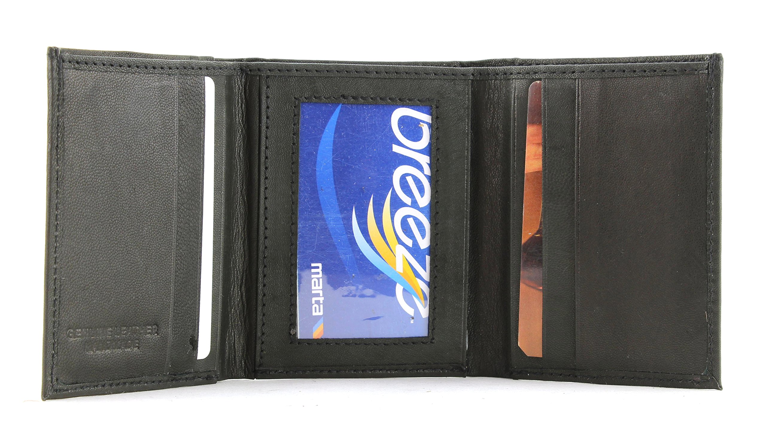 BAACI Genuine Cowhide Leather Trifold Wallet for Men - RFID Blocking ID Window, 5 Card Slots & 2 Billfold Pockets - Durable Slim Mens Wallet for Everyday Use (Black) | Perfect Gift for Dad, Husband, Boyfriend | Office, Travel & Business Essentials