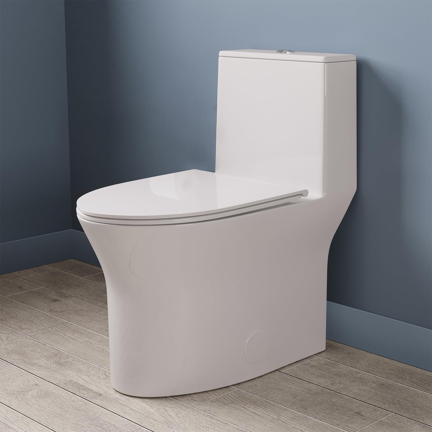 DeerValley DV-1F0250 Compact One Piece Toilet - Space Saving Dual Flush (0.8/1.28 GPF) with Comfort Chair Height for Small Bathrooms - Powerful & Quiet Flush System (MAP 900g) - Ideal for Apartments, Tiny Homes & Powder Rooms