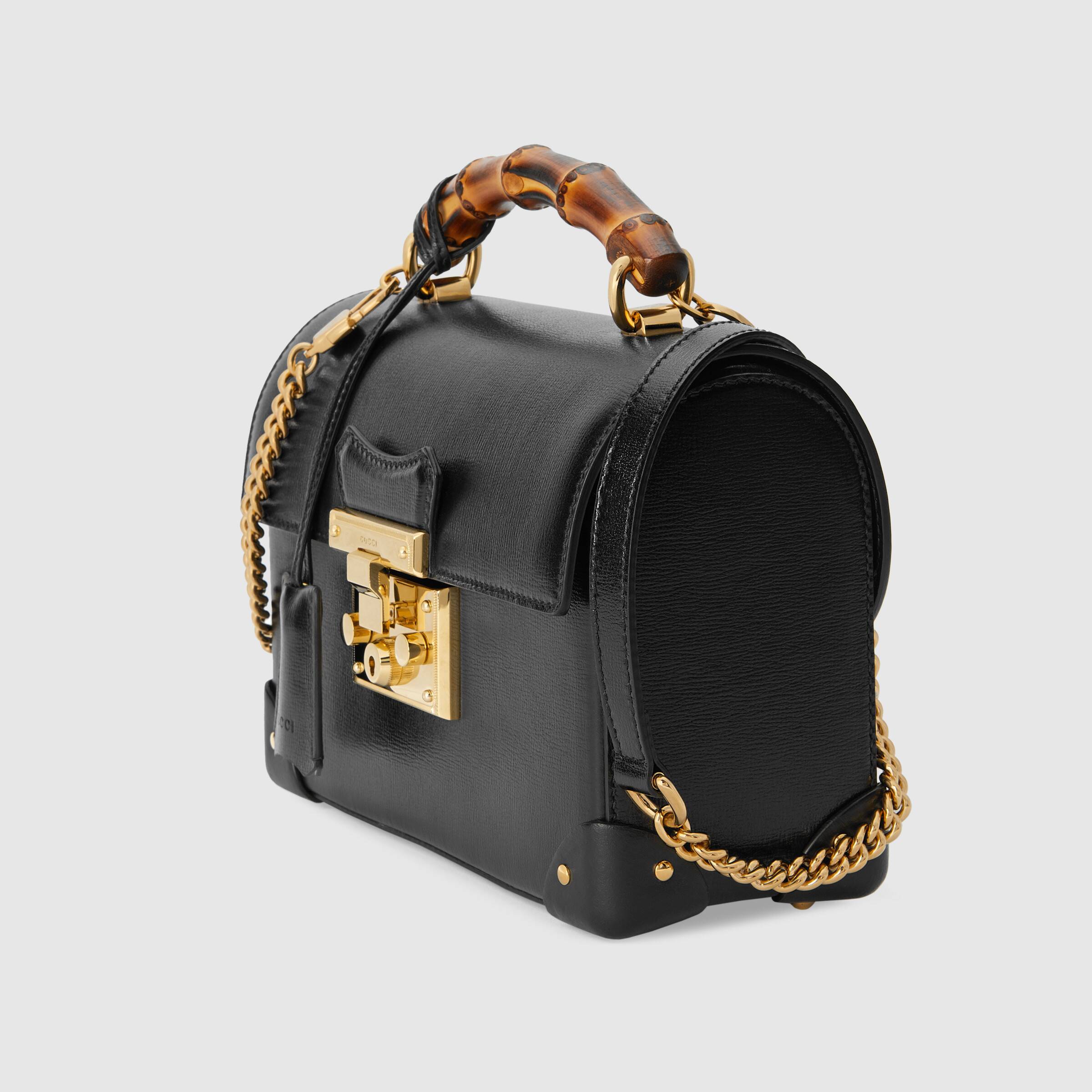 Gucci Padlock Small Bamboo Shoulder Bag for Women - Black Leather Crossbody Purse with Gold Hardware | Perfect for Work, Travel & Evening Events