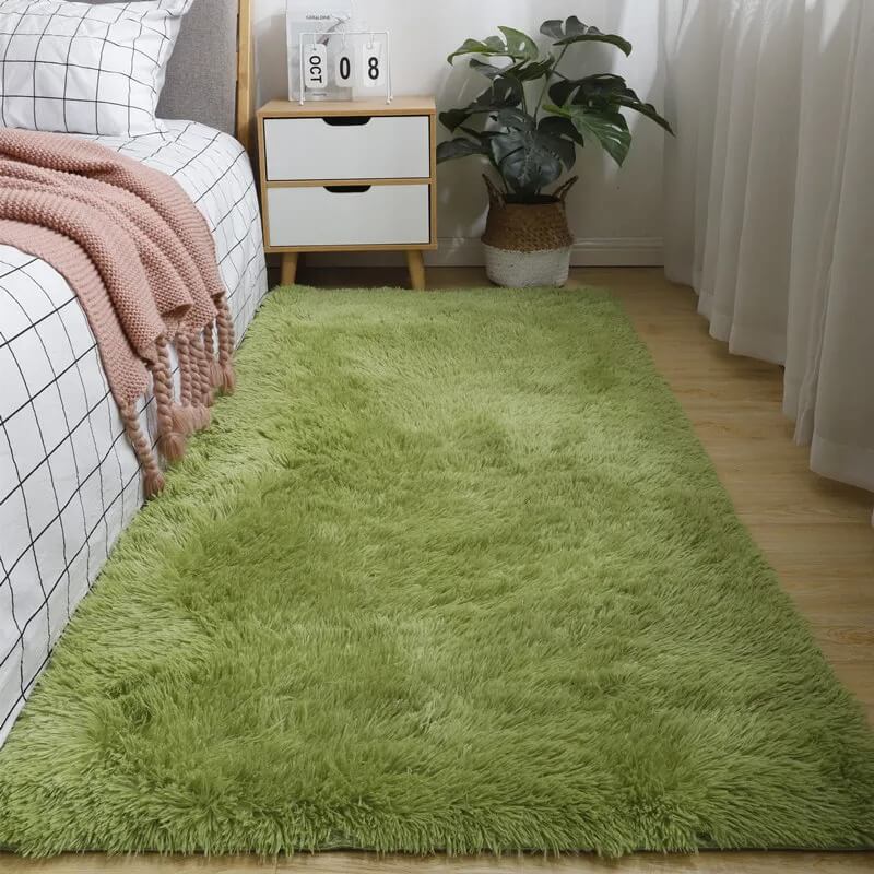 Premium Green Grass Fluffy Carpet - Soft Artificial Turf Rug for Indoor/Outdoor Decor - Perfect for Living Room, Bedroom, Patio & Play Areas
