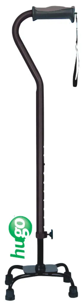 Hugo Ergonomic Quad Cane for Seniors - Lightweight Adjustable Walking Cane with Non-Slip Rubber Tip - Ideal for Stability & Mobility Support Indoor/Outdoor Use