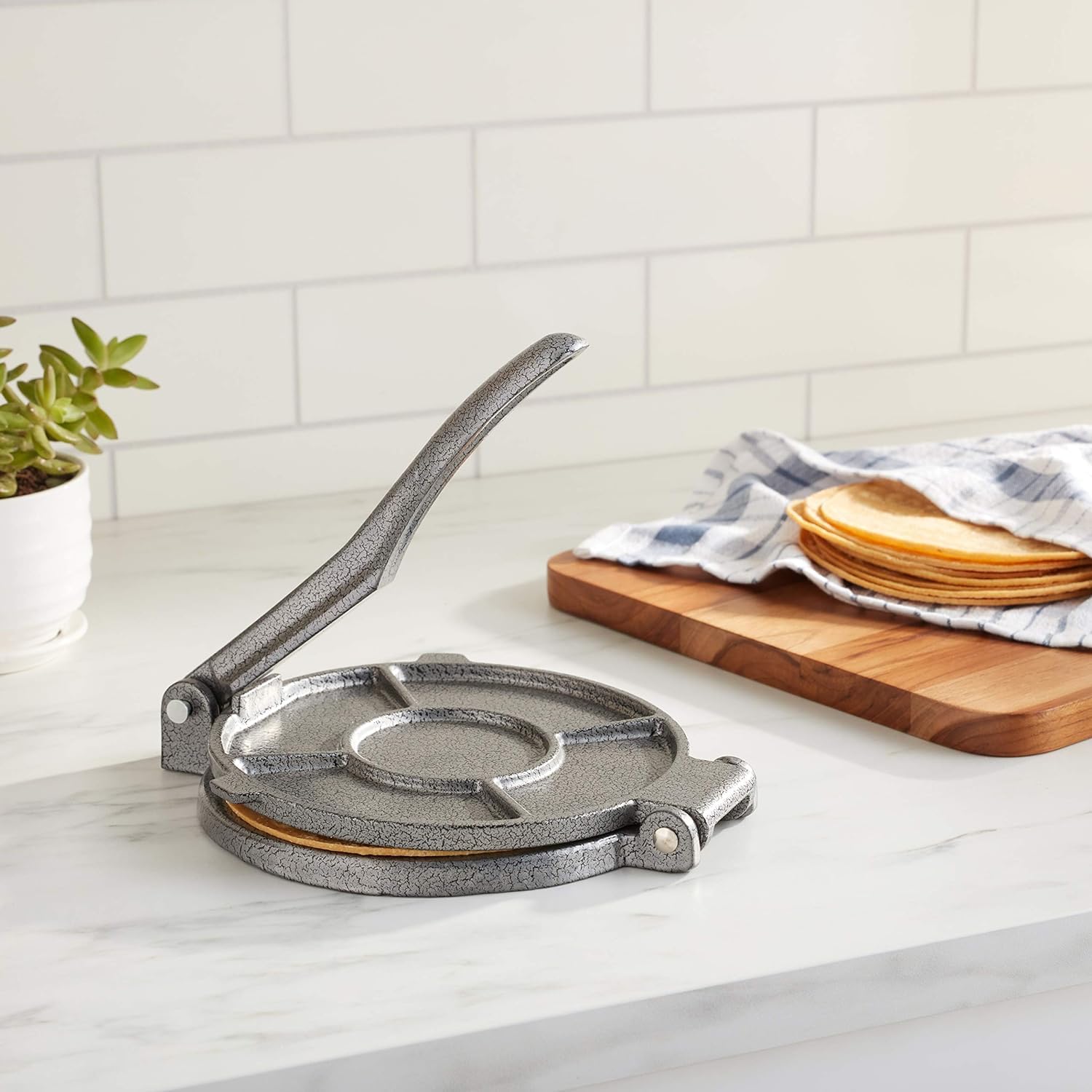 Fox Run Cast Iron Tortilla Press - 7.25 Inch Diameter for Authentic Mexican Cooking, Perfect for Making Homemade Tortillas, Quesadillas, and Flatbreads