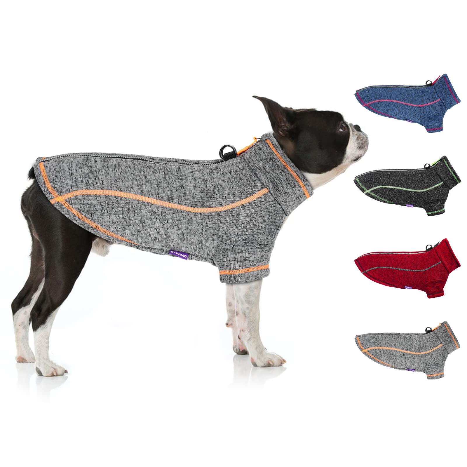 Warm Fleece Dog Sweater with Zipper & Reflective Stripes - Winter Coat for Small Dogs | Cozy Pet Apparel for Outdoor Walks & Cold Weather