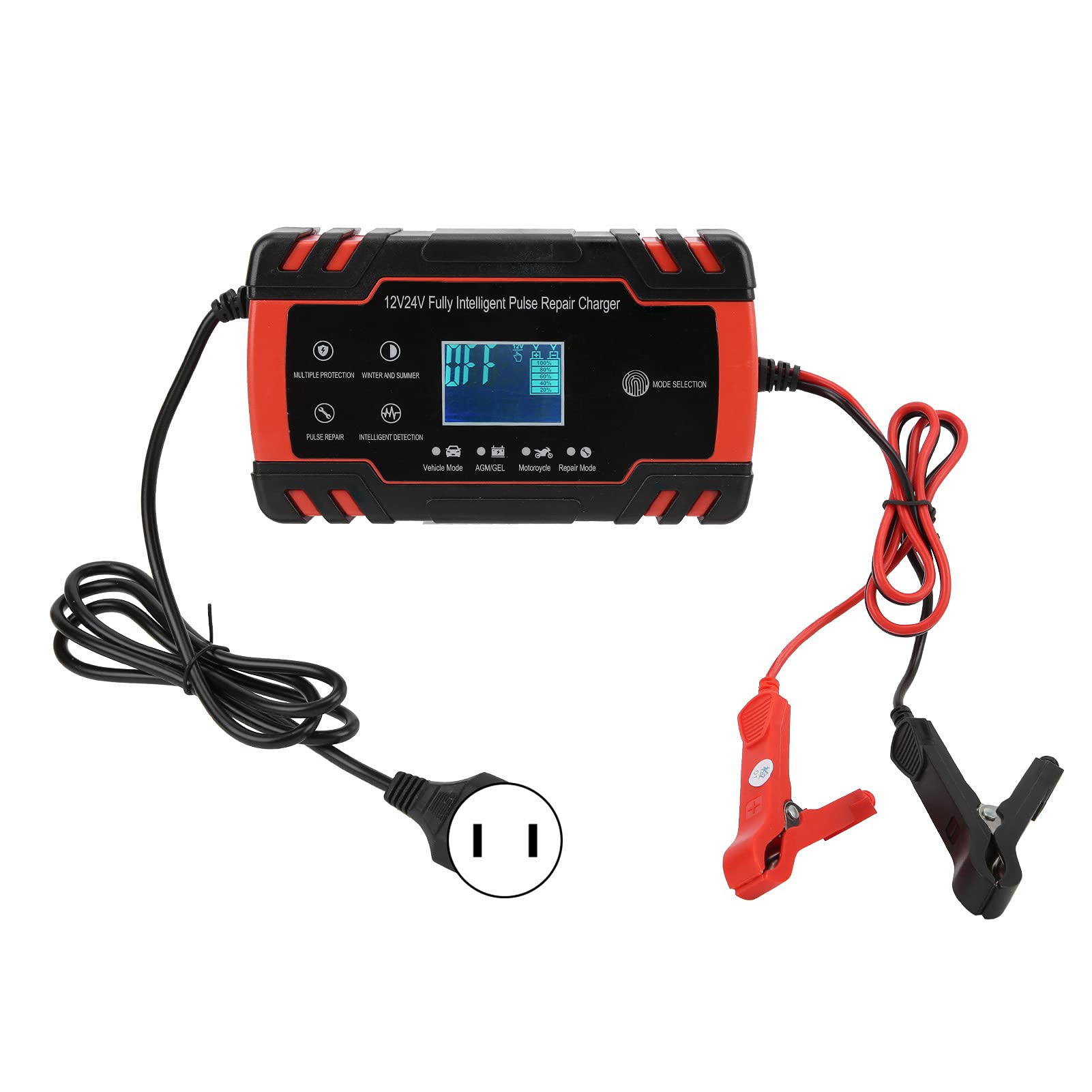 Fydun 12V/24V Smart Car Battery Charger for Auto & Motorcycle - Home & Garage Use