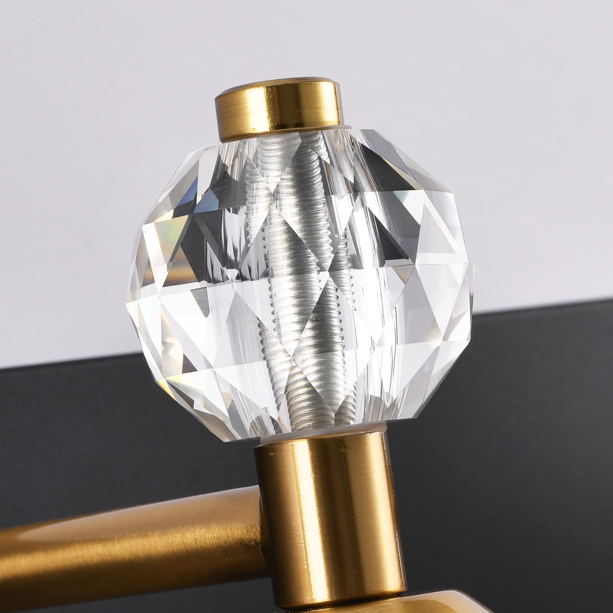 Modern Black Gold Crystal Bathroom Vanity Lights - 3 Light Wall Sconce Fixtures for Mirror Illumination | Perfect for Contemporary Bathrooms, Powder Rooms & Spa-Style Decor