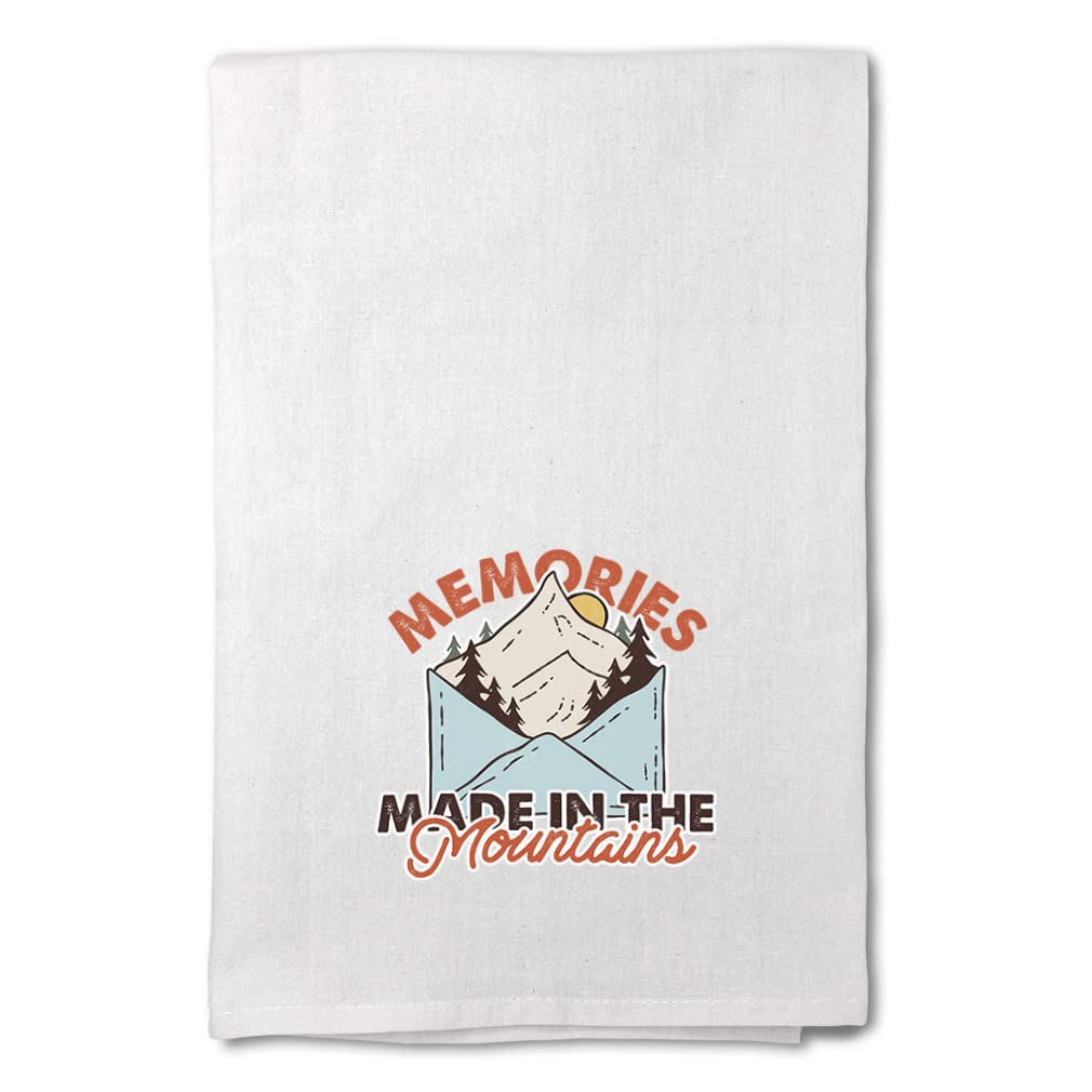 Premium Flour Sack Kitchen Towels - Mothers Day Gift, Camping & Home Decor with Mountain Tree Sun Design - Soft & Absorbent Dish Towels for Cooking, Cleaning & Outdoor Adventures