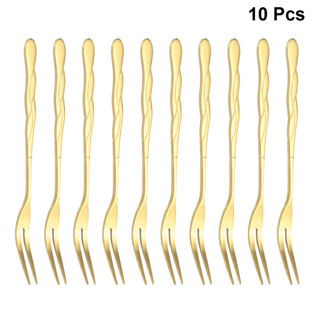 DOITOOL 10-Pack Reusable Stainless Steel Fruit Picks - Elegant Fruit Forks for Parties, Picnics, BBQ, and Dessert Platters