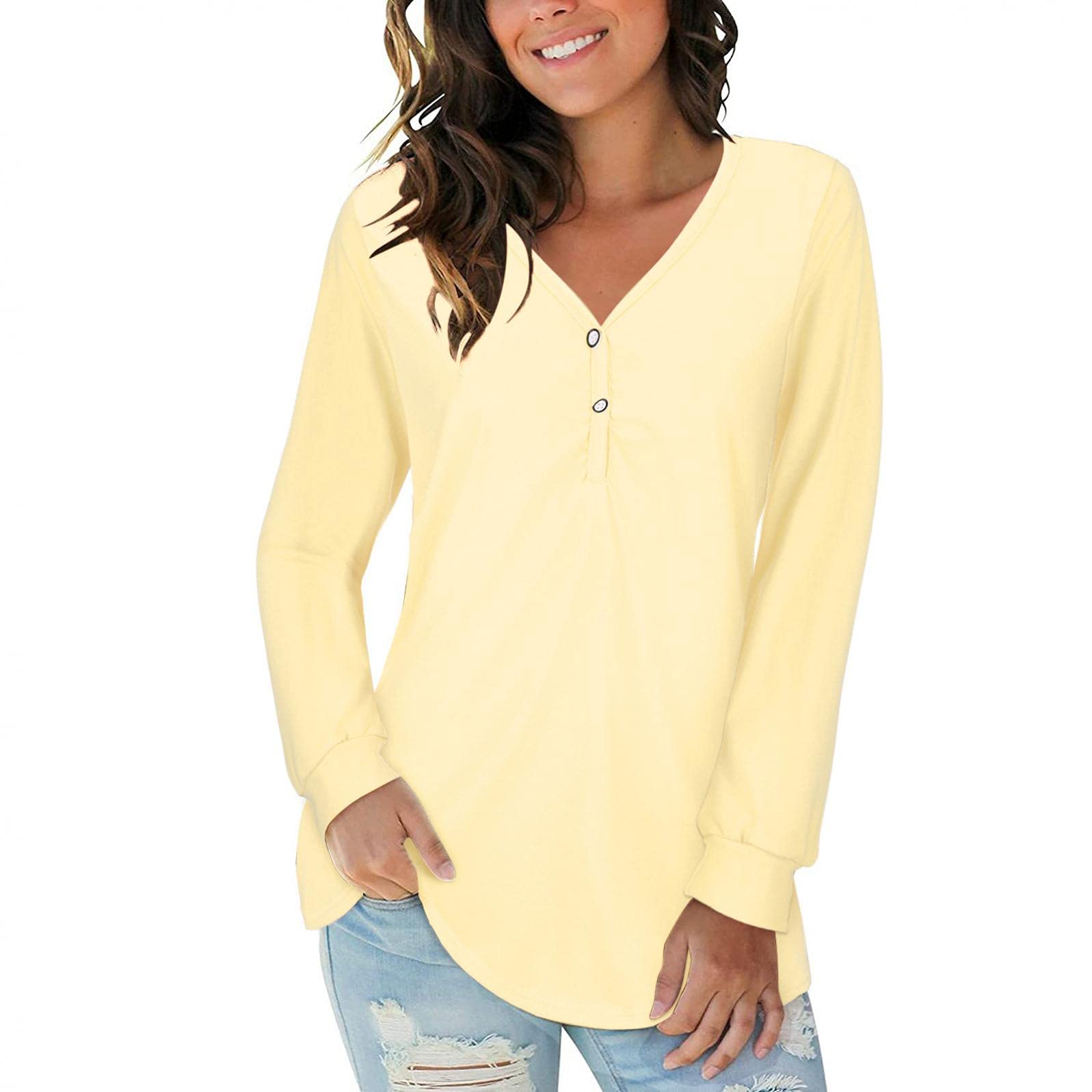 FABIURT Women's Long Sleeve Lace Blouse - Trendy Balloon Sleeve Waffle Knit Top, Casual Loose T-Shirt for Everyday Wear | Perfect for Office, Dating & Fall Outfits