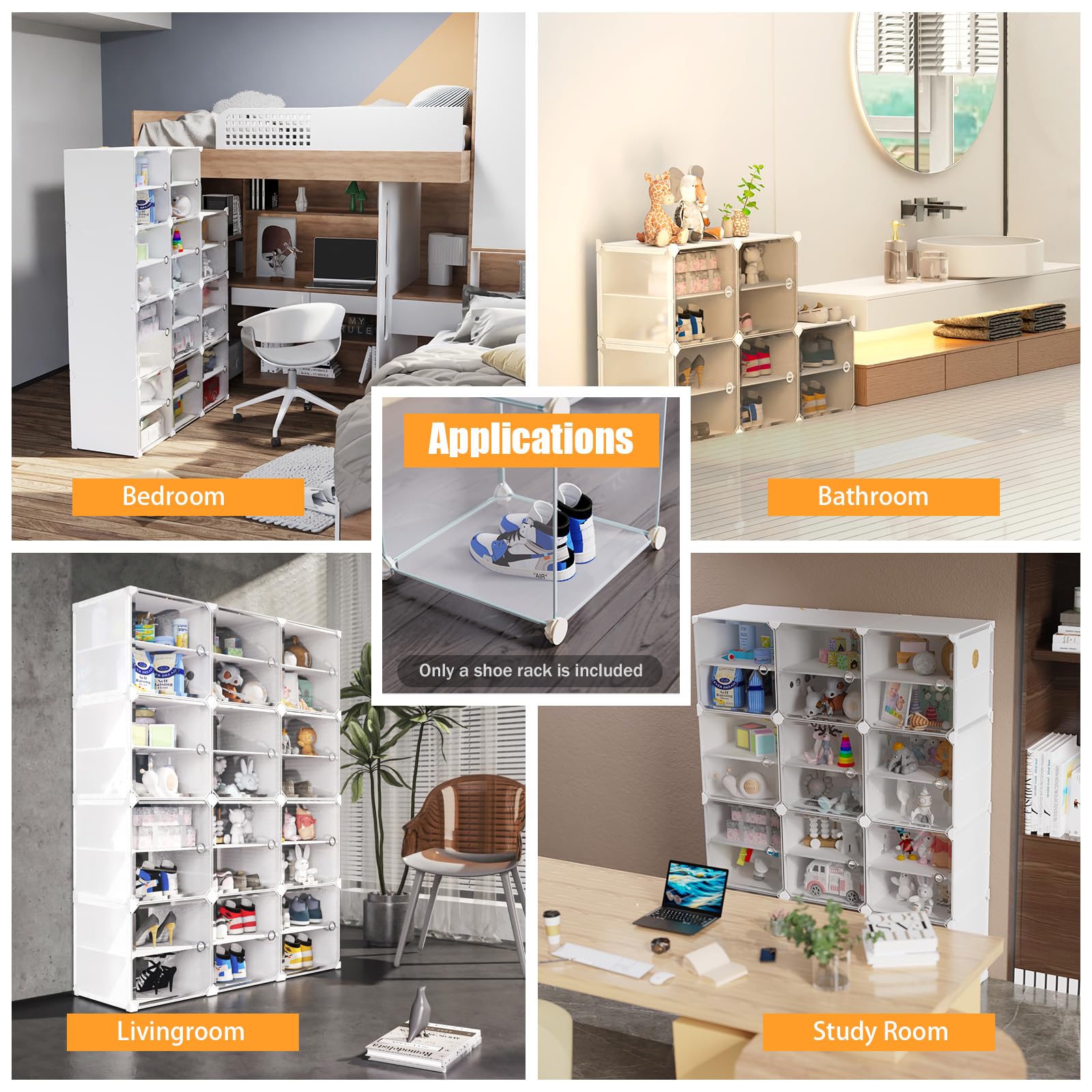 12-Tier Expandable Shoe Rack Organizer with Doors - Free Standing Stackable Shoe Storage Cabinet for Closet, Entryway & Hallway - Holds 96 Pairs of Shoes - Perfect for Small Spaces & Home Organization (White)