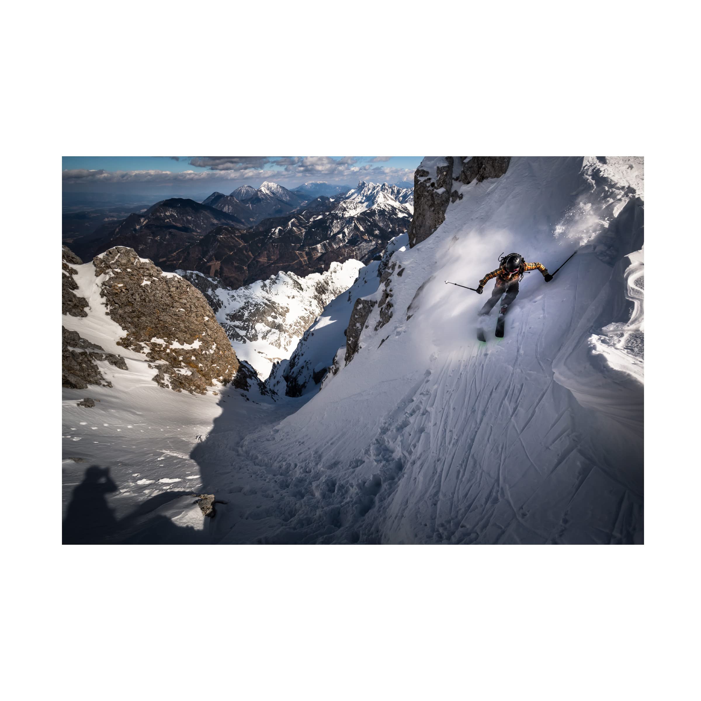 Trademark Fine Art 'Drop Into Couloir' by Sandi Bertoncelj - Stunning Mountain Landscape Canvas Wall Art for Living Room, Bedroom & Office Decor