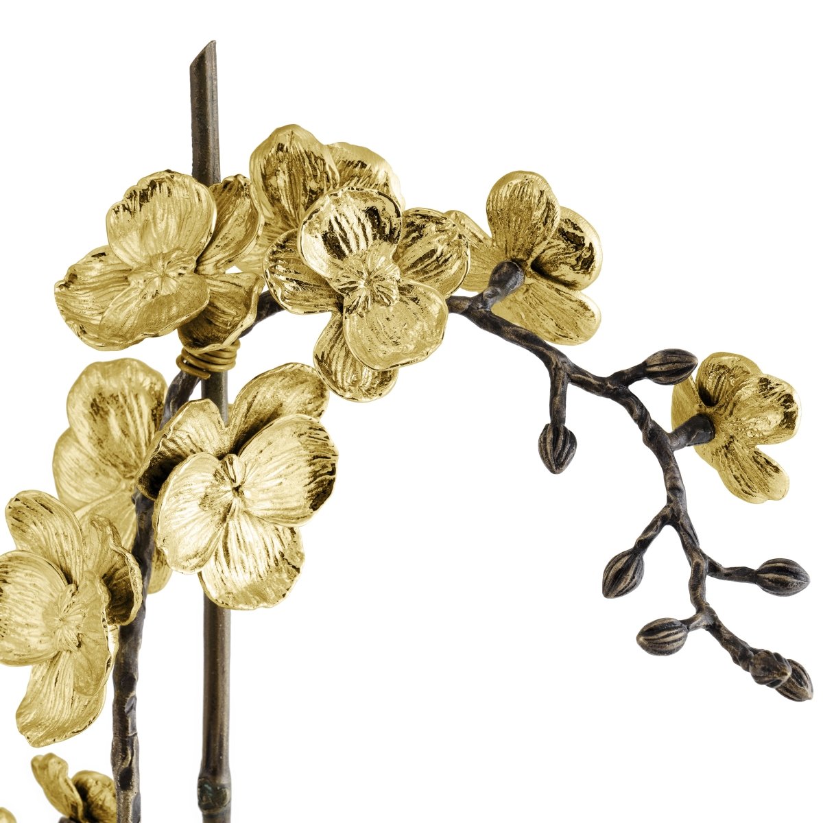 Elegant Gold Orchid Stem Sculpture - Handcrafted Home Decor for Living Room, Wedding Centerpiece, and Luxury Gift Ideas