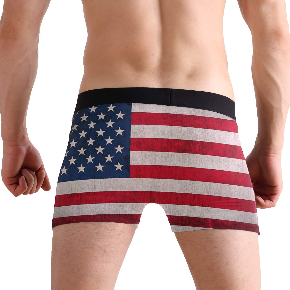 ALAZA American USA Flag Men's Cotton Boxer Briefs - Comfortable Underwear for Daily Wear, Sports & Patriotic Events