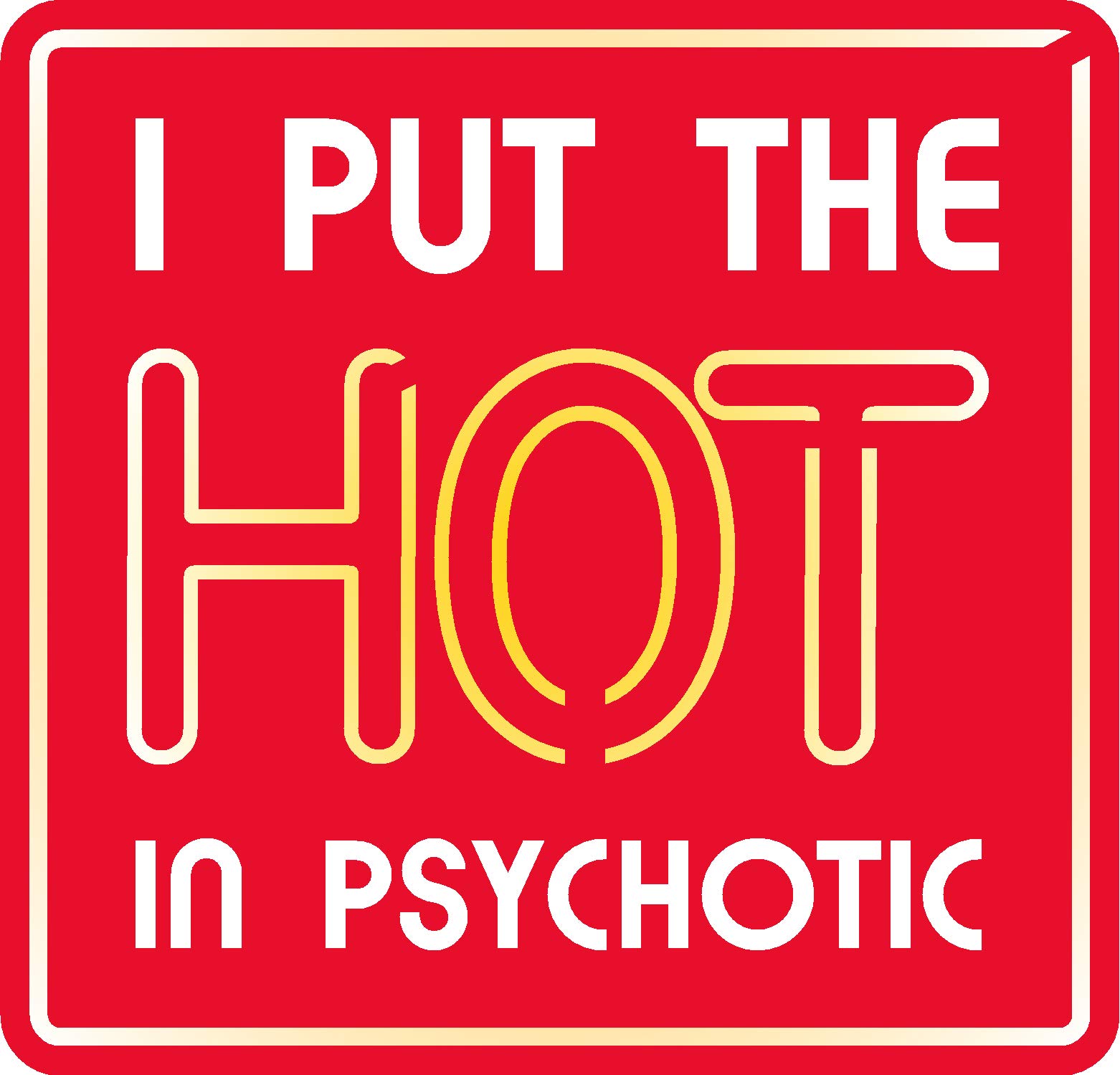 Funny Hard Hat Stickers 2x2 Inch - I Put The Hot in Psychotic Single Decals for Helmets, Lunch Boxes & Tool Boxes - Humorous Vinyl Decals for Work Safety & DIY Projects