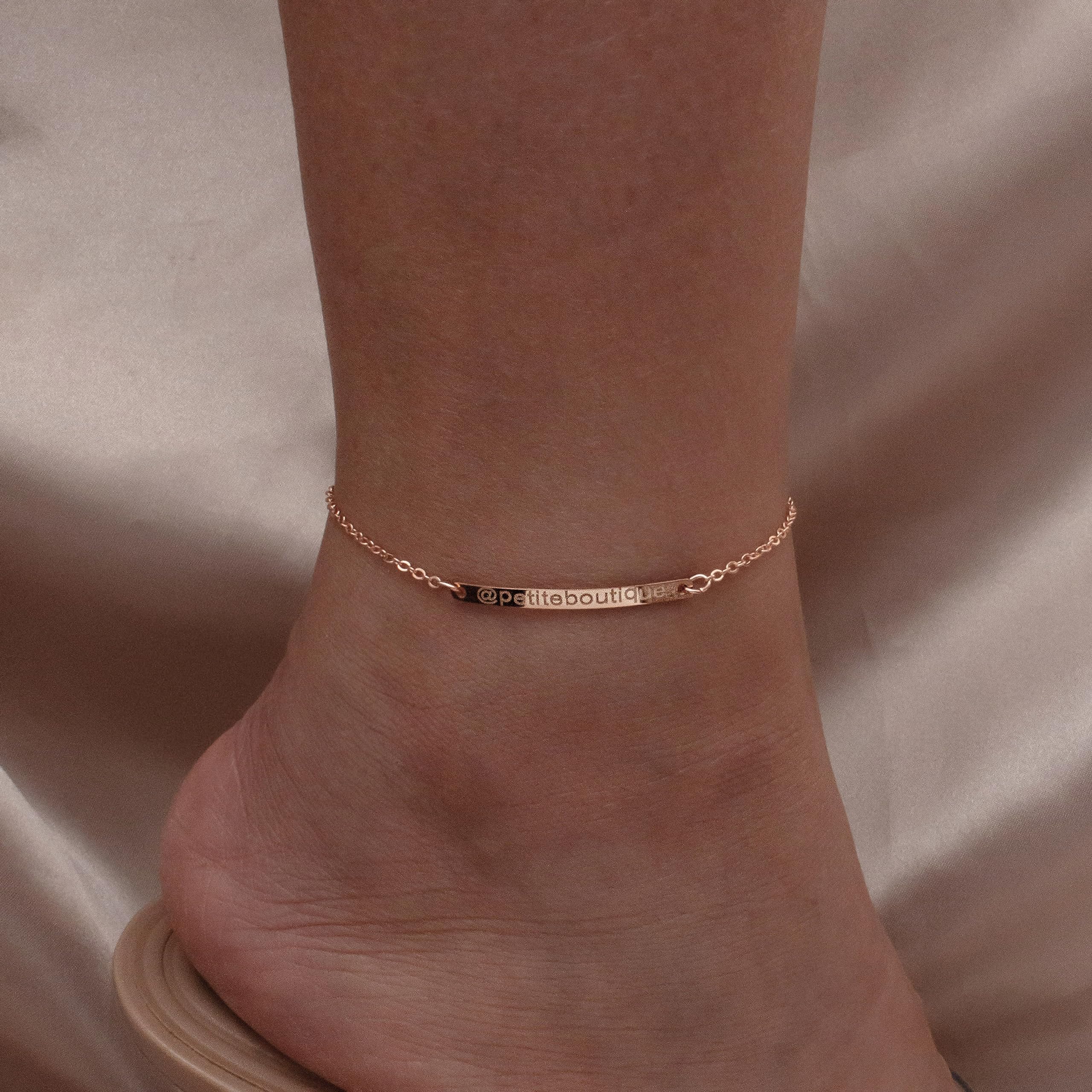 Personalized Engraved Name Bar Anklet - Customizable Sterling Silver or Gold Plated Ankle Bracelet for Women - Perfect Gift for Anniversary, Birthday, or Beach Vacation Jewelry