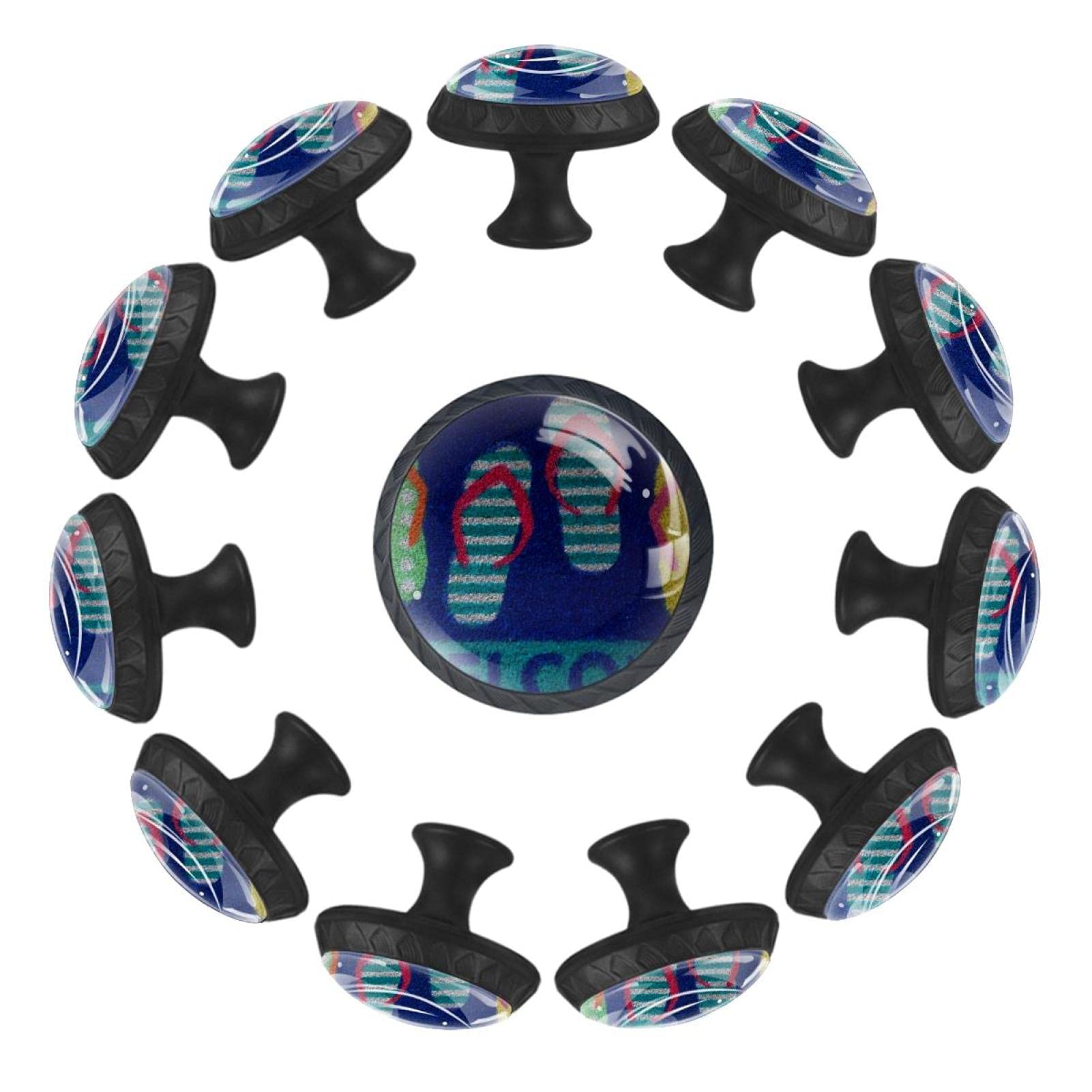 12 Pcs Crystal Glass Cabinet Knobs - Flip Flop Design for Drawers & Cabinets - Home & Office Decor