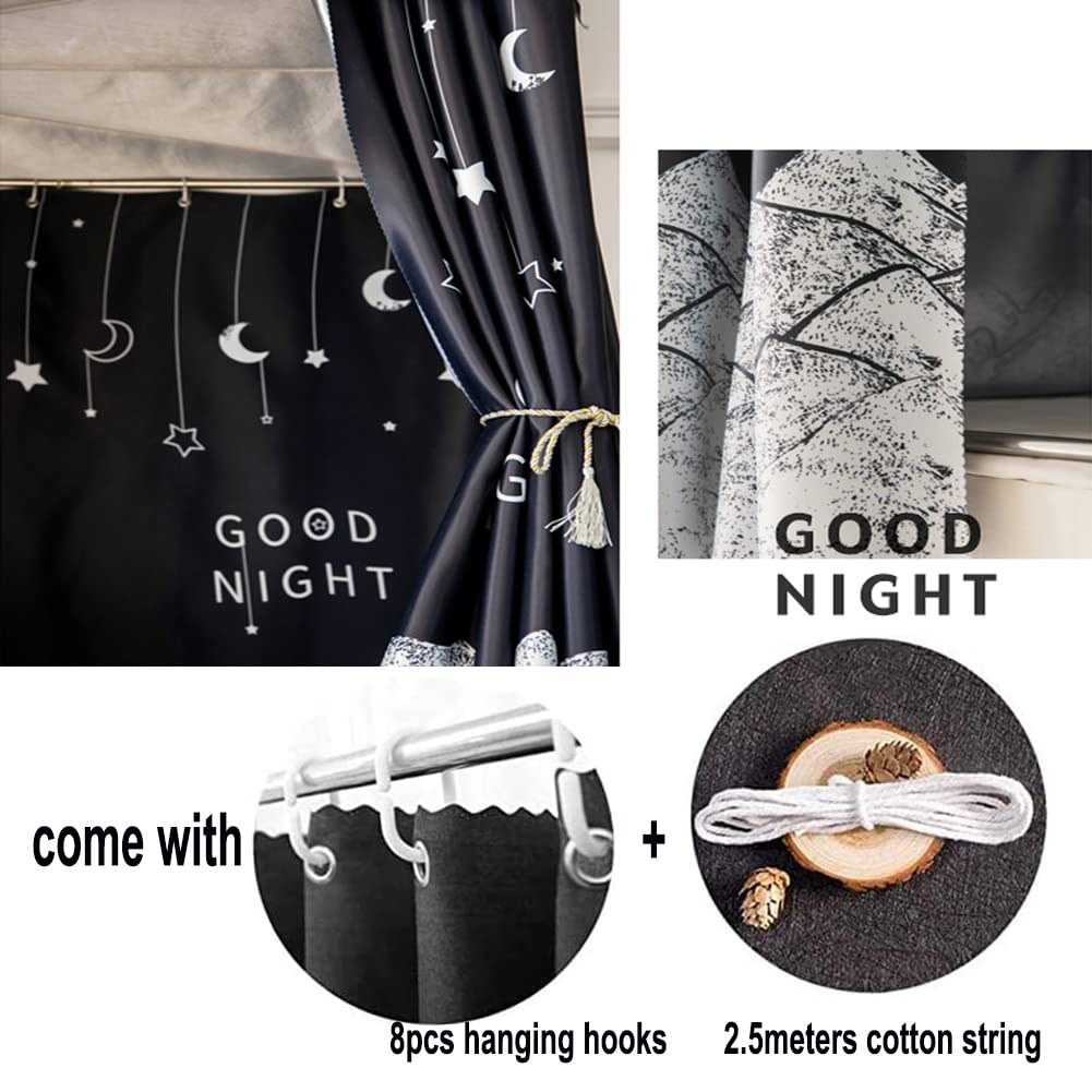Blackout Bed Canopy for Dorm Bunk Beds - Single Sleeper Privacy Curtain with Dust Protection | Lightproof & Breathable Fabric for College Dormitory, Kids Room & Camping