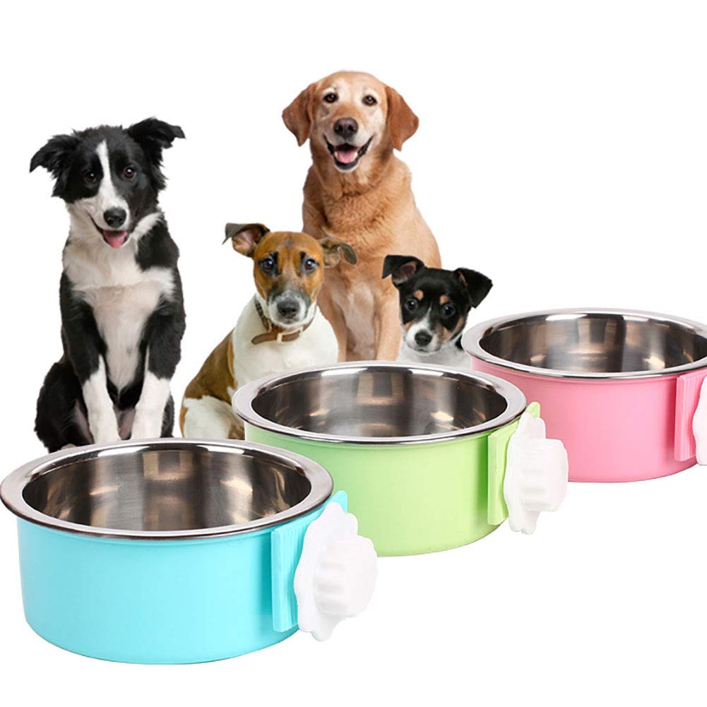 Luck Dawn Stainless Steel Removable Hanging Pet Bowl - Crate Food & Water Dish for Dogs, Cats, Rabbits, Birds & Small Animals - Secure Bolt Holder - Small (2-Pack) - Perfect for Travel, Crates & Outdoor Use