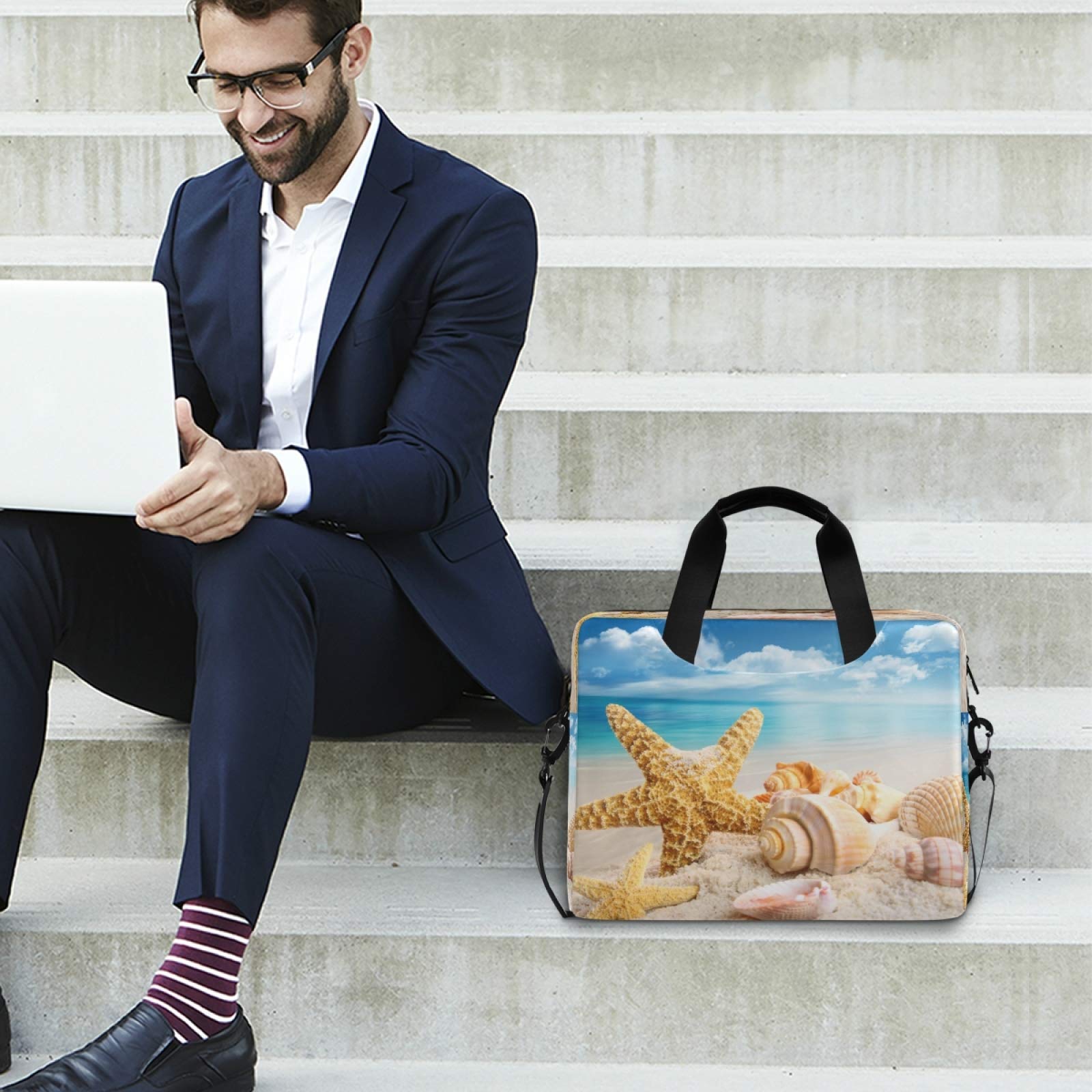 Stylish 13-15.6 Inch Laptop Bag with Protective Sleeve - Durable Computer Carrying Case for MacBook, Dell, HP - Perfect for Work, School & Travel