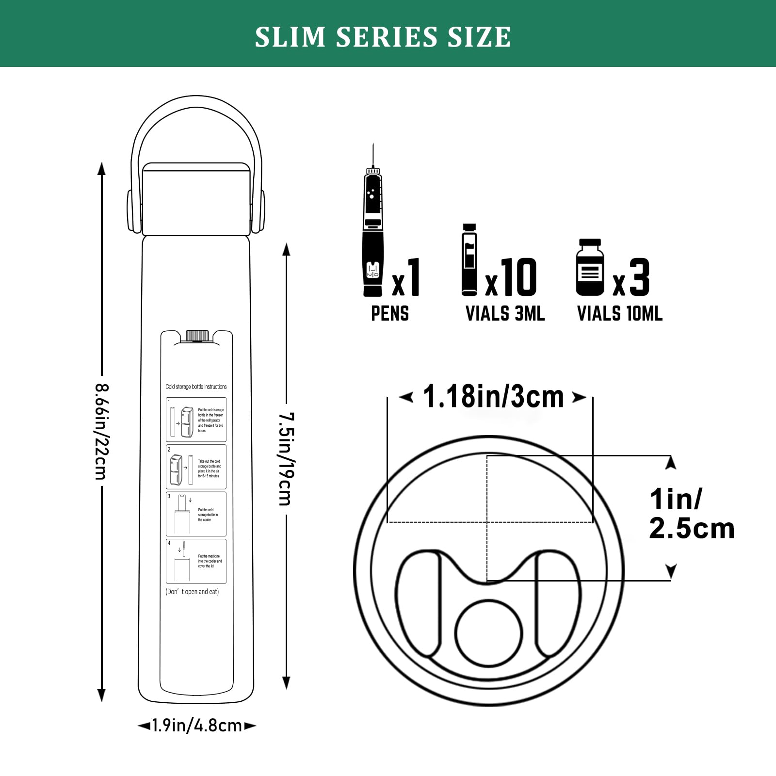 Portable Slim 16H Insulin Pen Cooler Travel Case with QR Medical Tag & Biogel Ice Pack - TSA Approved Diabetic Medicine Travel Cooler Bag (Azure) | Perfect for Air Travel, Road Trips & Daily Commutes