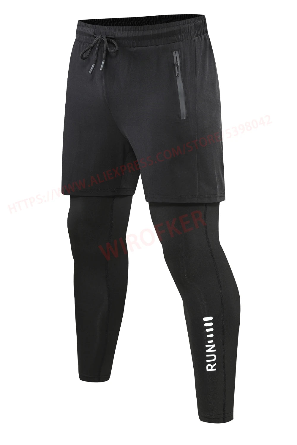 Men's 2-in-1 Running Pants with Pockets - Double Layer Training Leggings for Basketball, Fitness & Workout - Breathable Printed Sweatpants for Jogging, Gym & Outdoor Sports