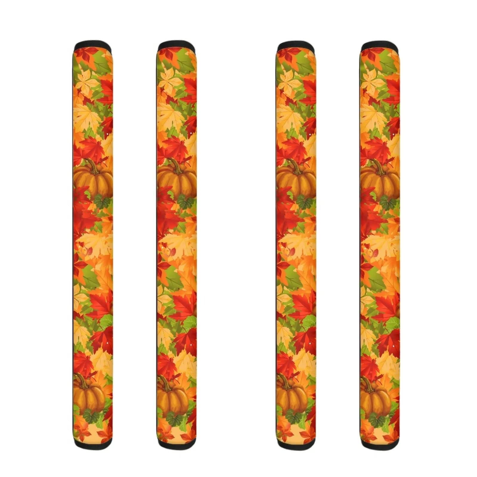 4-Pack Autumn Pumpkin Fridge Handle Covers - Dishwasher Safe Refrigerator & Oven Door Handle Protectors for Kitchen Appliances - Perfect for Fall Decor & Holiday Home Protection