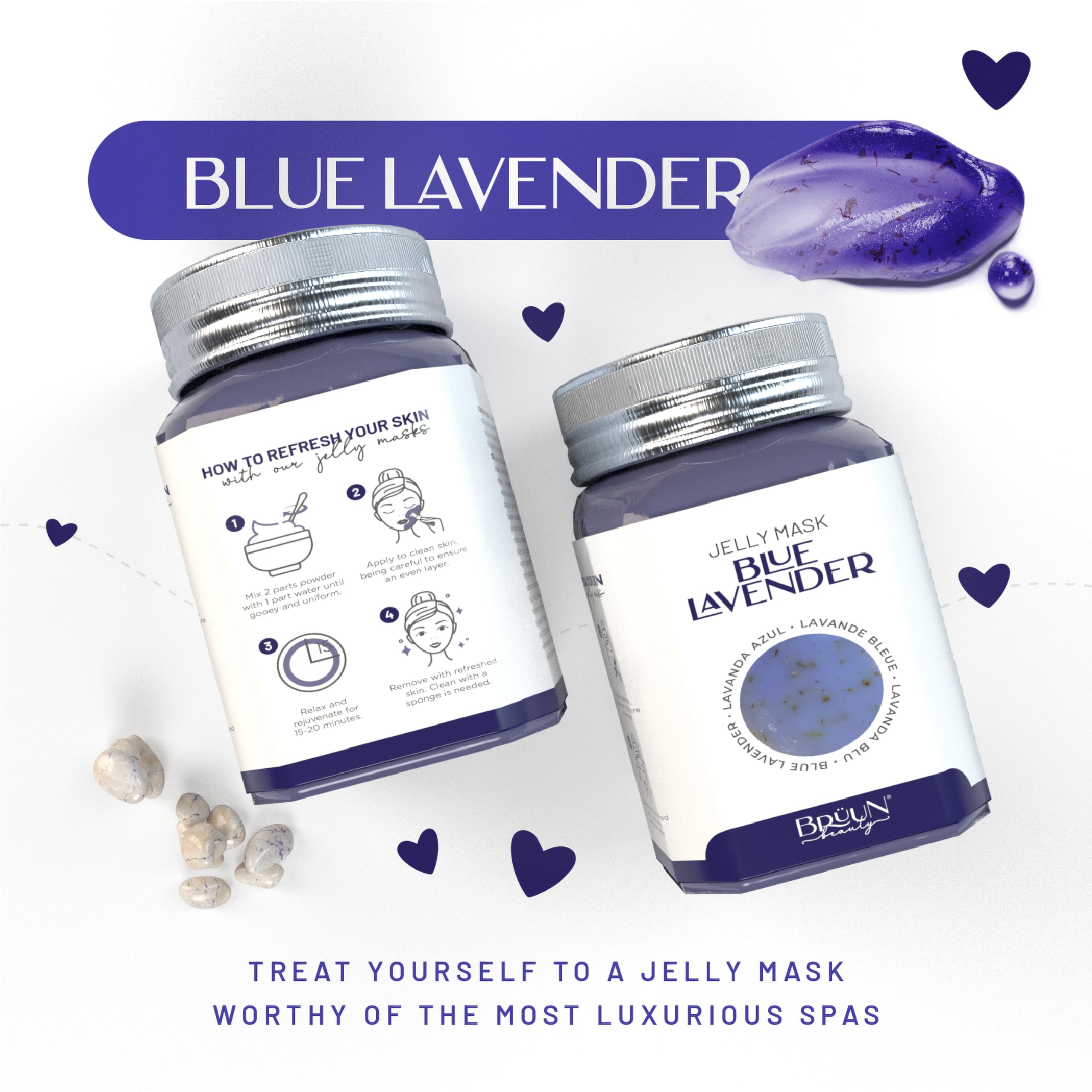 BRÜUN Blue Lavender Peel-Off Jelly Face Mask | 23 fl oz Hydrating Gel Mask for Spa & Skin Care | Moisturizing Facial Treatment for Dry Skin & Relaxation at Home
