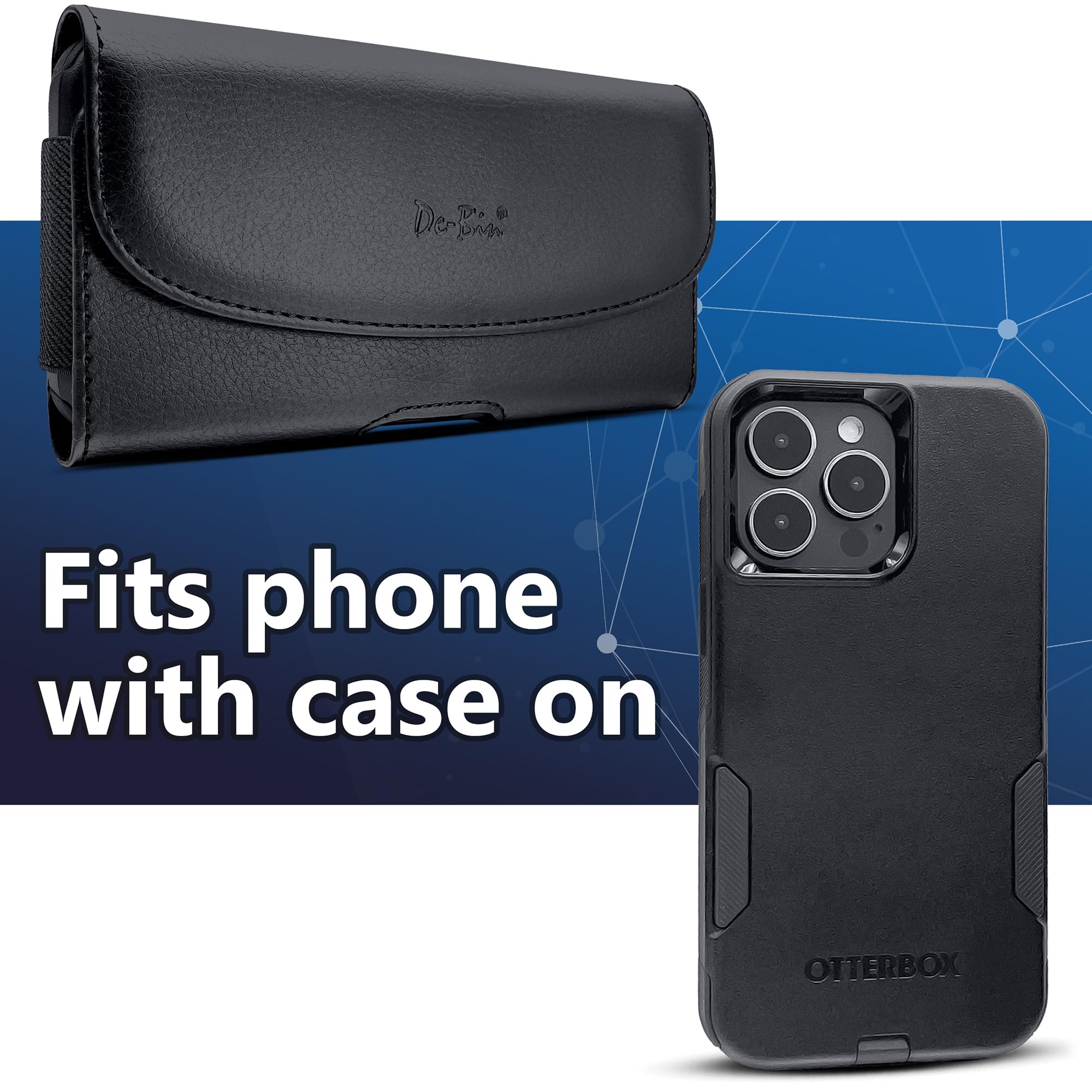 Premium Leather Belt Clip Holster Case for iPhone 6 Plus - Compatible with Otterbox Defender, Symmetry, Commuter & Lifeproof Cases - Black | Perfect for Outdoor Activities, Work & Everyday Carry