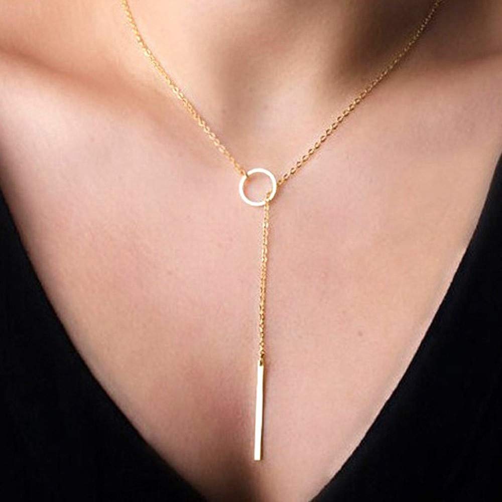 Elegant Silver & Gold Y-Shaped Lariat Necklace for Women - Dainty Bar Necklace Jewelry Gift for Wife, Girlfriend, or Mom - Perfect for Weddings, Parties & Everyday Wear (Bar-Gold Set)