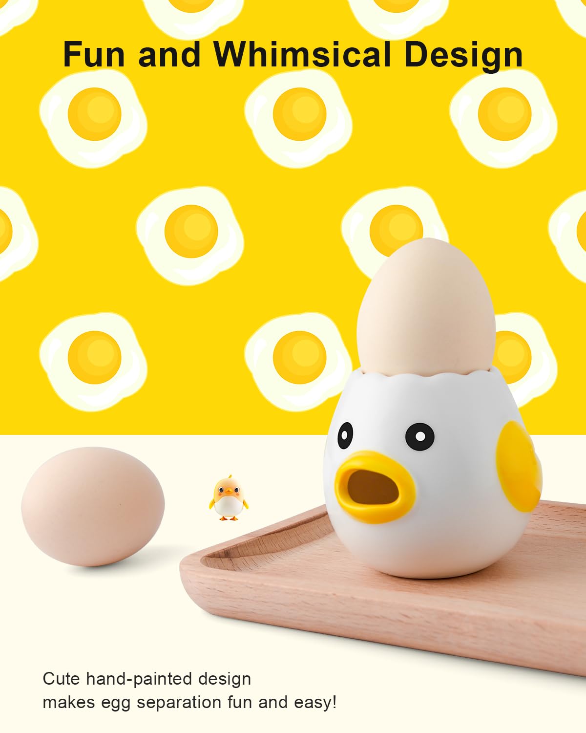 Creasol Ceramic Egg Separator - Adorable Chick Design for Easy Egg Yolk & White Separation | Dishwasher Safe Baking & Cooking Tool | Perfect for Baking Cakes, Making Omelets & Meal Prep | Yellow Kitchen Gadget
