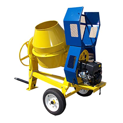 Prolinemax 9 Cubic Feet Yellow Alloy Steel Towable Cement Mixer with 12V Electric Starter & 13 HP OHV Engine @ 3600 RPM - Perfect for Construction Sites, DIY Projects, and Concrete Work