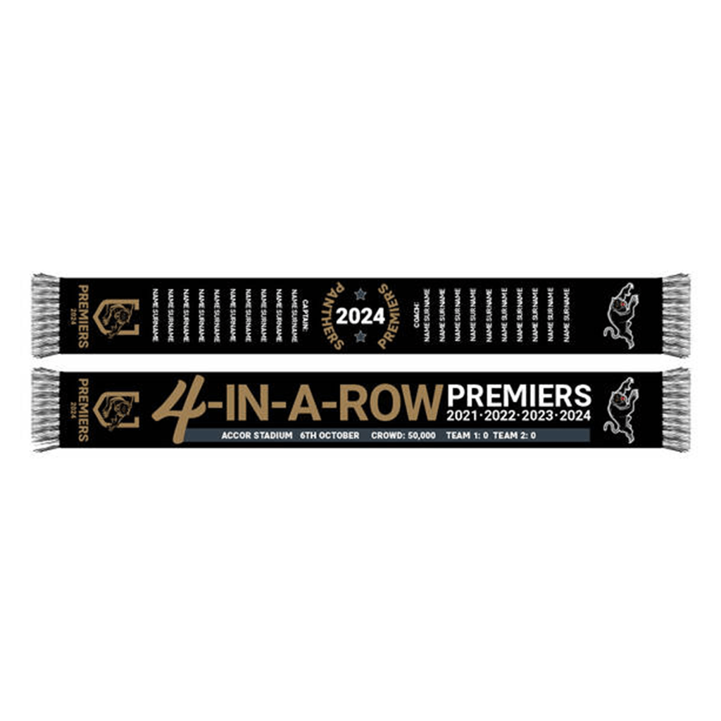 Penrith Panthers 2024 Premiers Scarf - Official NRL Team Merchandise, Rugby League Fan Accessories for Men & Women - Perfect for Game Day, Tailgating, and Sports Events