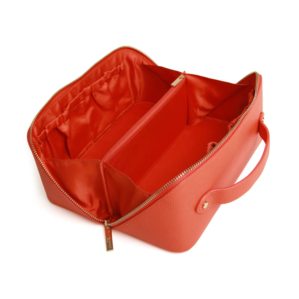 Alice Wheeler Train Case - Professional Makeup Organizer with Mirror, Orange - Perfect for Travel, Salon & Home Makeup Storage