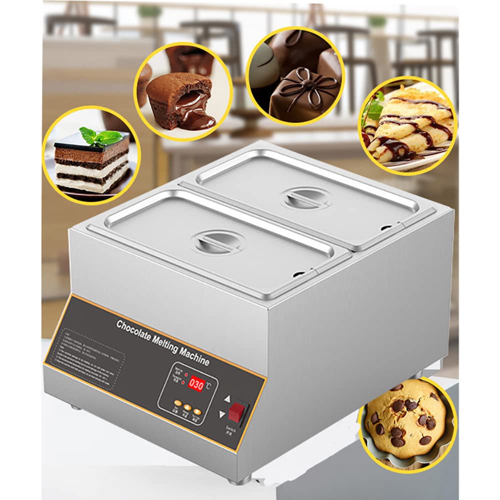 Professional 500W Digital Electric Chocolate Melting Pot - 20Lbs Stainless Steel Chocolate Tempering Machine with Dry Burn Protection - Commercial Chocolate Warmer & Fondue Maker for Bakeries, Candy Shops, Home Use (4-Tank Capacity) - Perfect for Valentine's Day, Christmas Gifts & Party Dessert Making