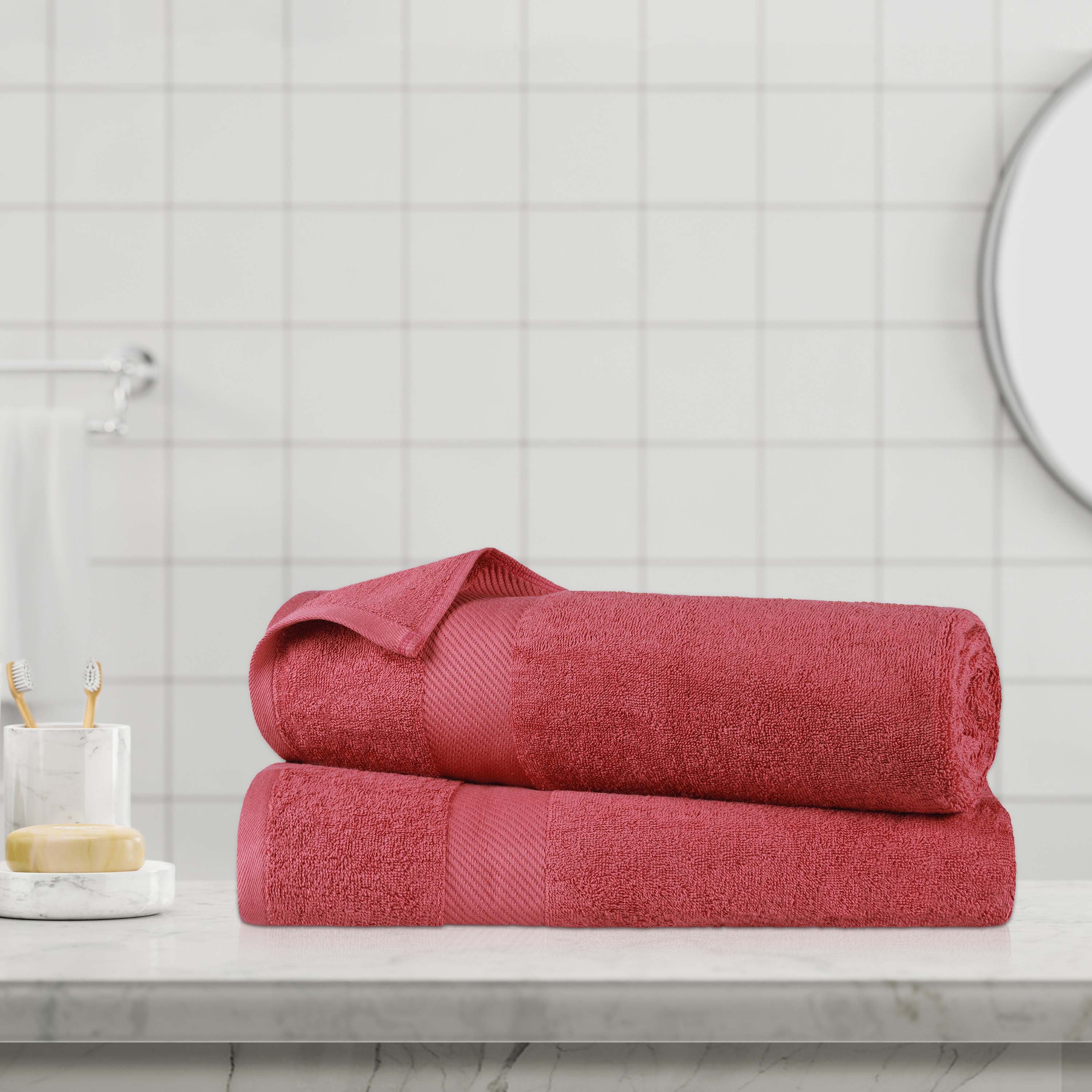 Premium Egyptian Cotton 2-Piece Bath Sheet Set with Luxury Dobby Border - Ultra Soft & Absorbent Towels for Spa, Hotel & Home Bathroom Luxury