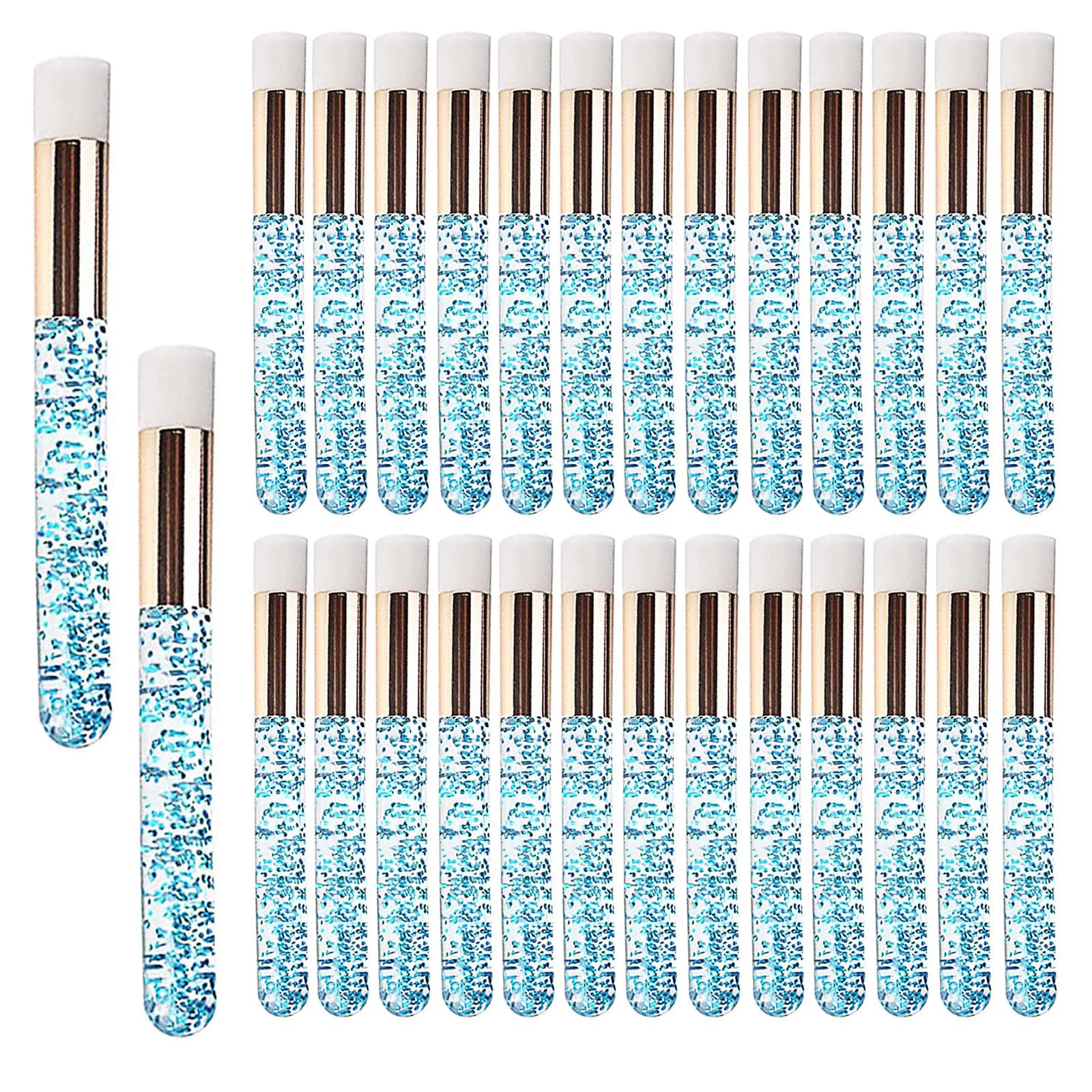 30pcs Crystal Lash Shampoo Brushes - Blue Glitter Eyelash Extension Cleaning Brush Set with Nose Pore Deep Clean Brush for Professional & Home Use | Perfect for Eyelash Extensions, Facial Cleansing & Cosmetic Tools Care